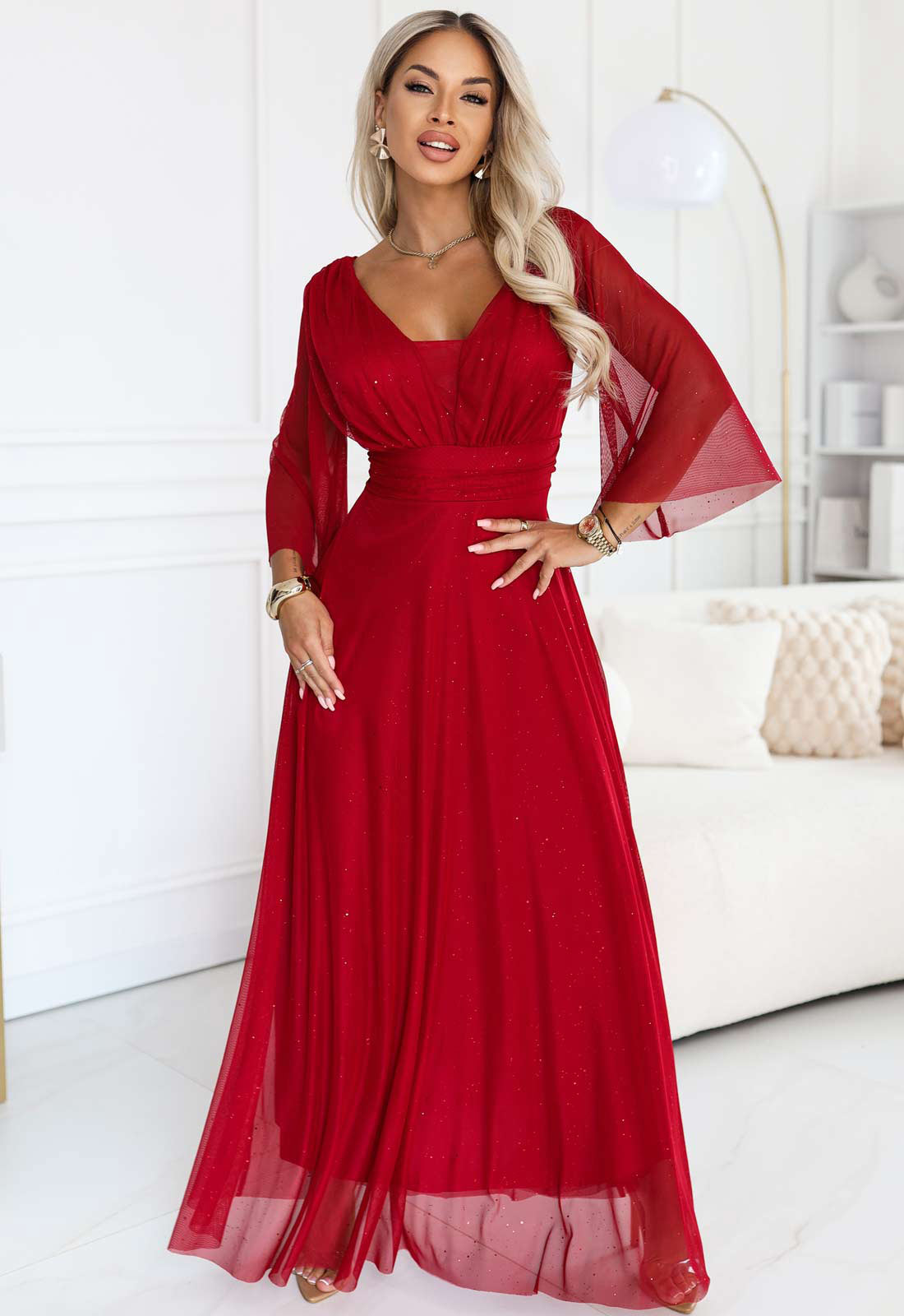 LBD Exclusive Red Solenne Maxi Dress