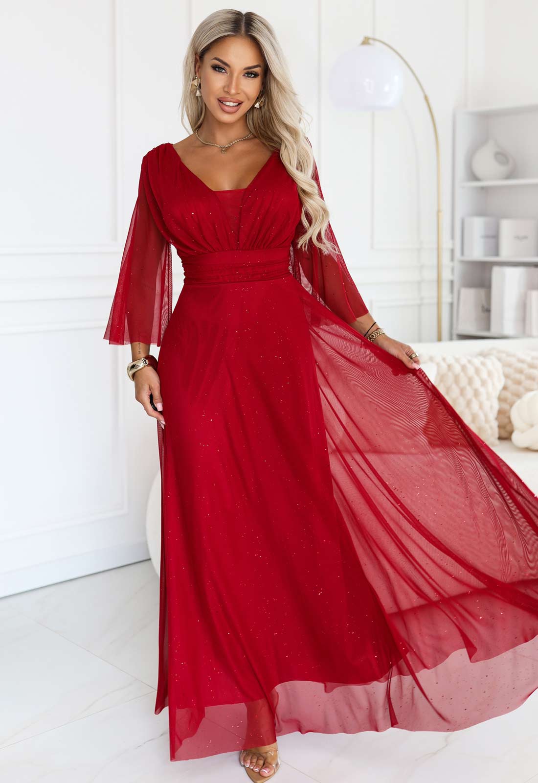 LBD Exclusive Red Solenne Maxi Dress