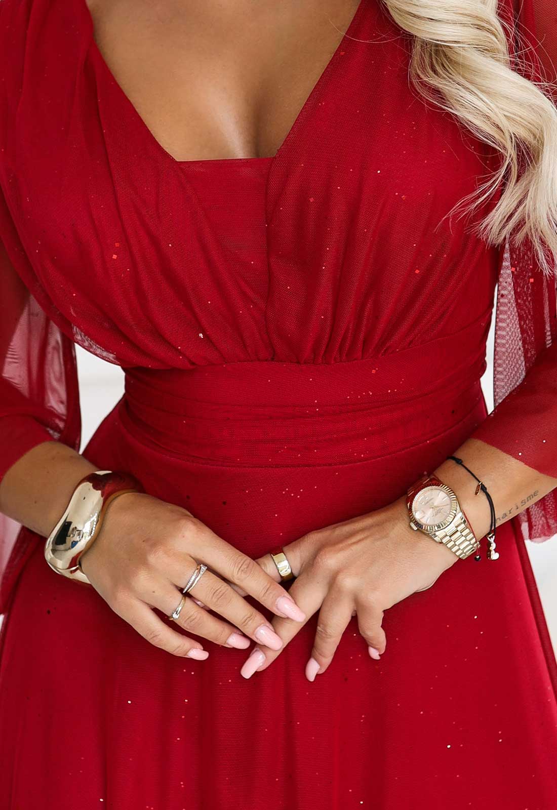 LBD Exclusive Red Solenne Maxi Dress