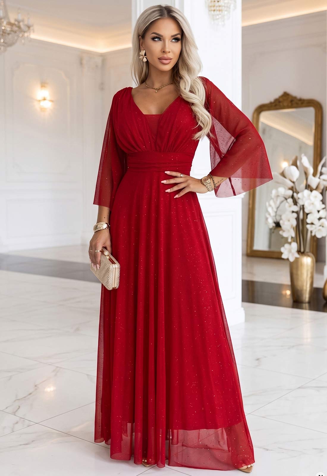 LBD Exclusive Red Solenne Maxi Dress
