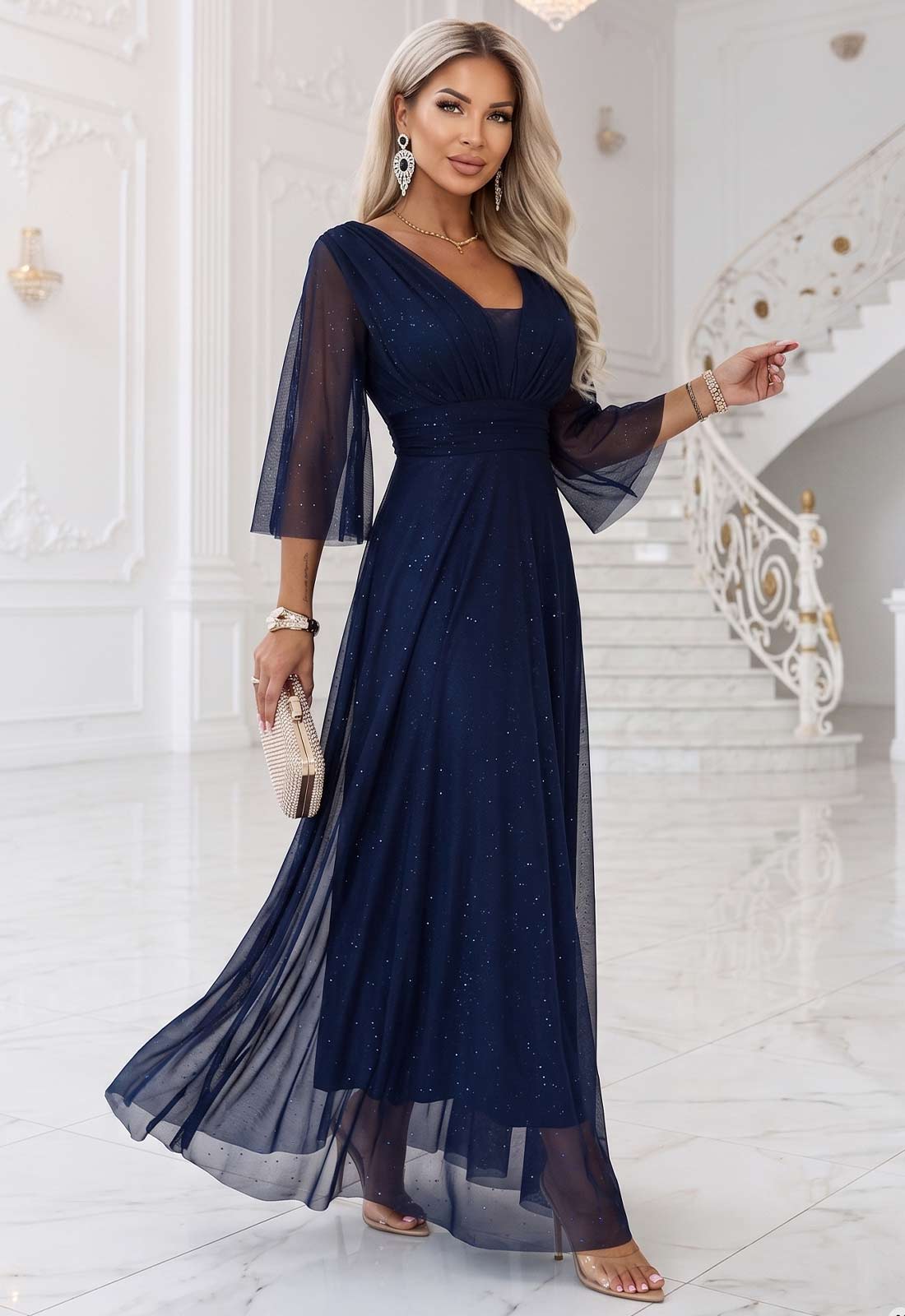 LBD Exclusive Navy Solenne Maxi Dress