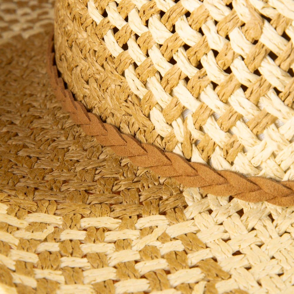Soul Of Sita Two Tone Straw Braided Patches Cowboy Hat: Ka
