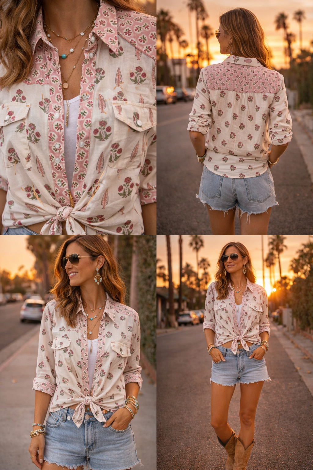 Soul Of Sita Long Sleeve Western Style Shirt In Cotton Voile, With A Beautiful Wood Block Print