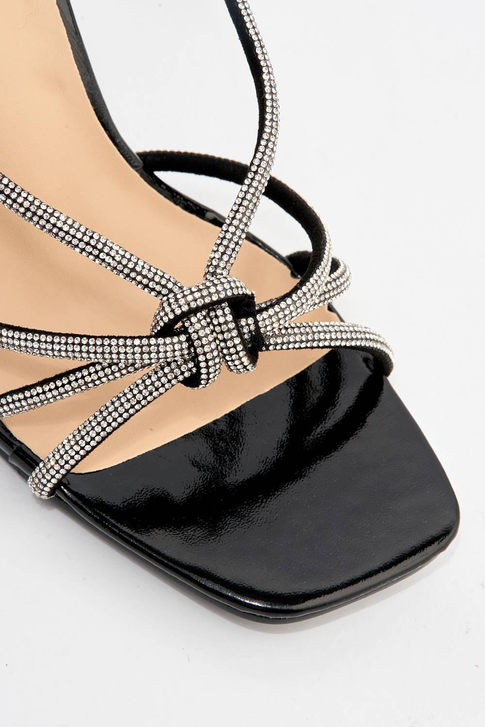 Miss Diva Elliana Diamante Embellished Heeled Sandals in Black