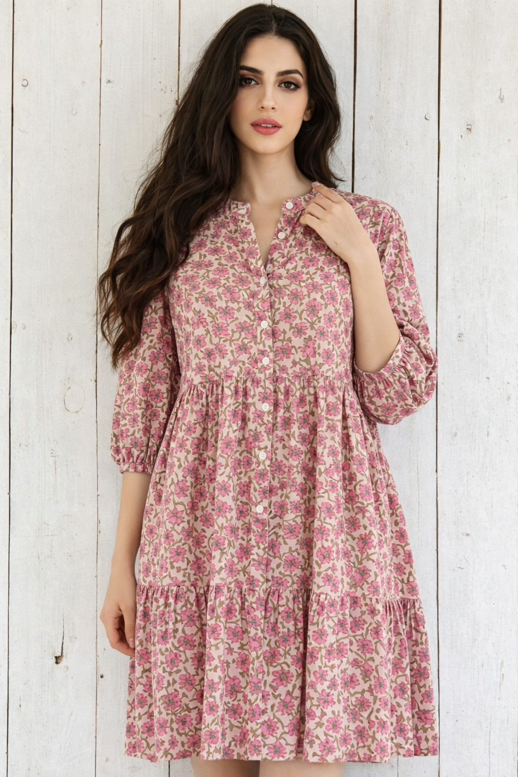 Soul Of Sita Sadie Rose Pink Floral Dress, 100% Cotton