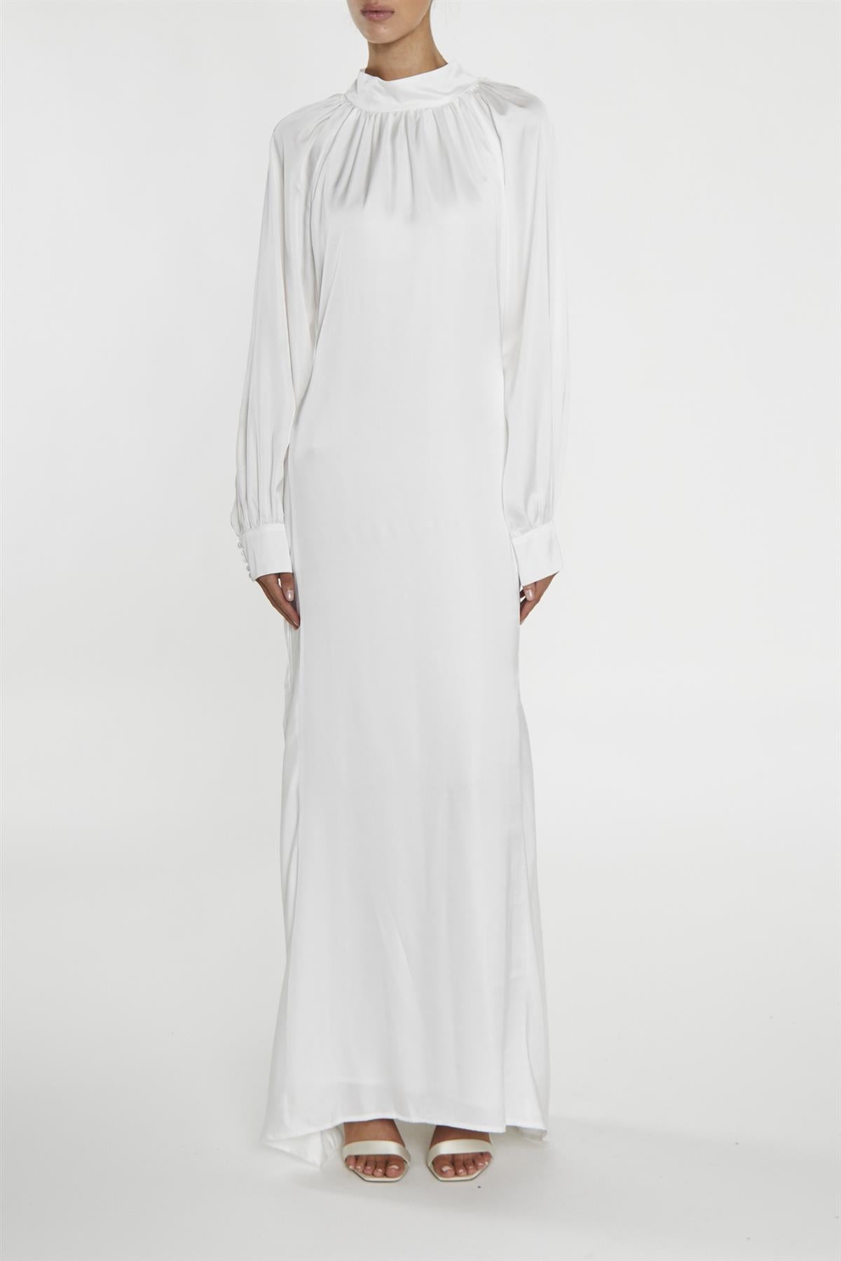 true Decadence Reyna White High-Neck Fishtail Maxi-Dress true Decadence Reyna White High-Neck Fishtail Maxi-Dress