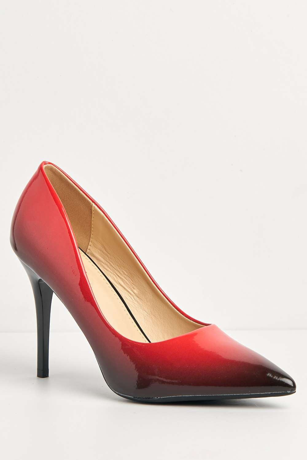 Miss Diva Dua Two Tone Pointed Toe Court Shoes in Red