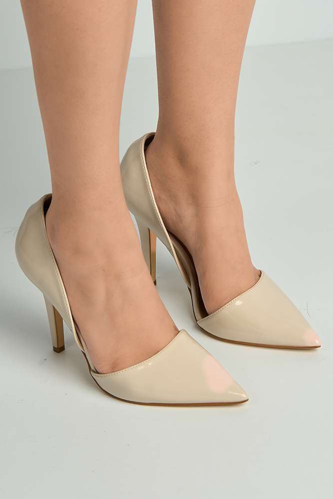 Miss Diva Nude Milaya Cut-out Side Pointed Toe Court Shoes