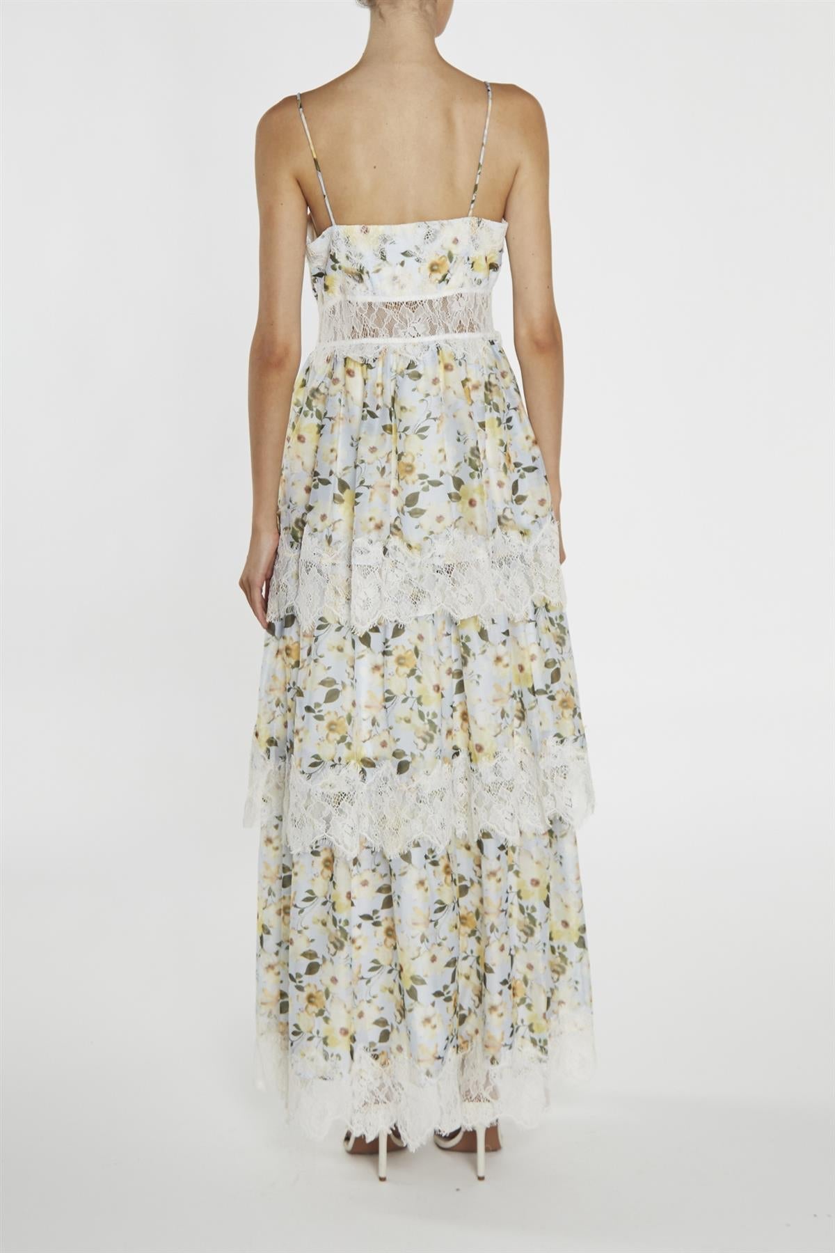 Maisie Pale-Blue Flower Organza Tiered Strappy Maxi-Dress-image-2