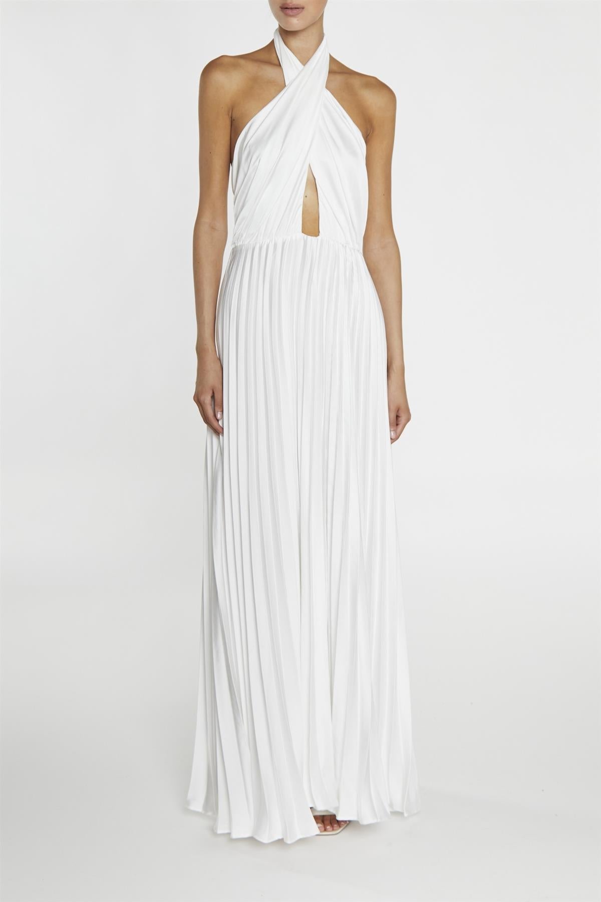true Decadence Riley White Pleated Halterneck maxi-Dress true Decadence Riley White Pleated Halterneck maxi-Dress
