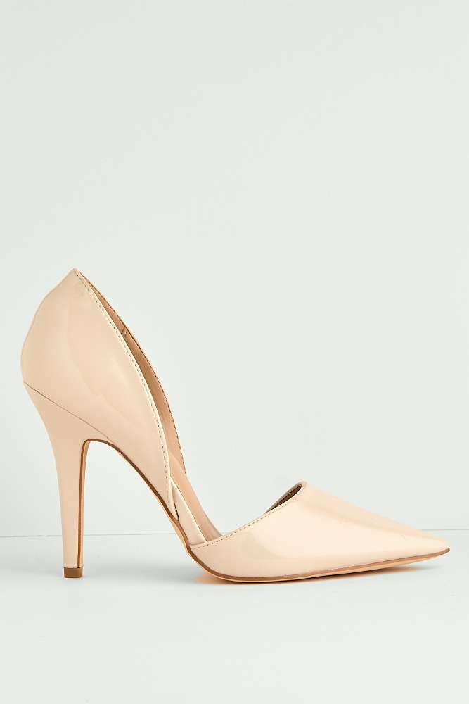 Miss Diva Nude Milaya Cut-out Side Pointed Toe Court Shoes