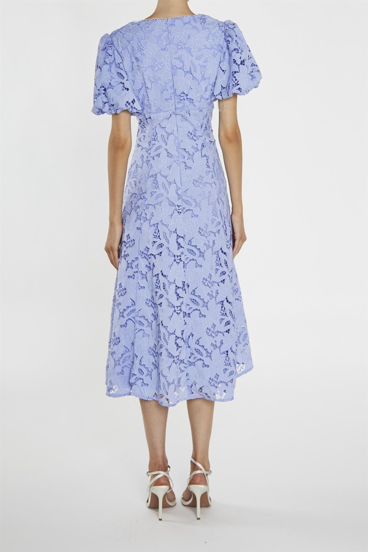 Harley Cornflower-Blue Cutwork Lace V-Neck Midi-Dress-image-2