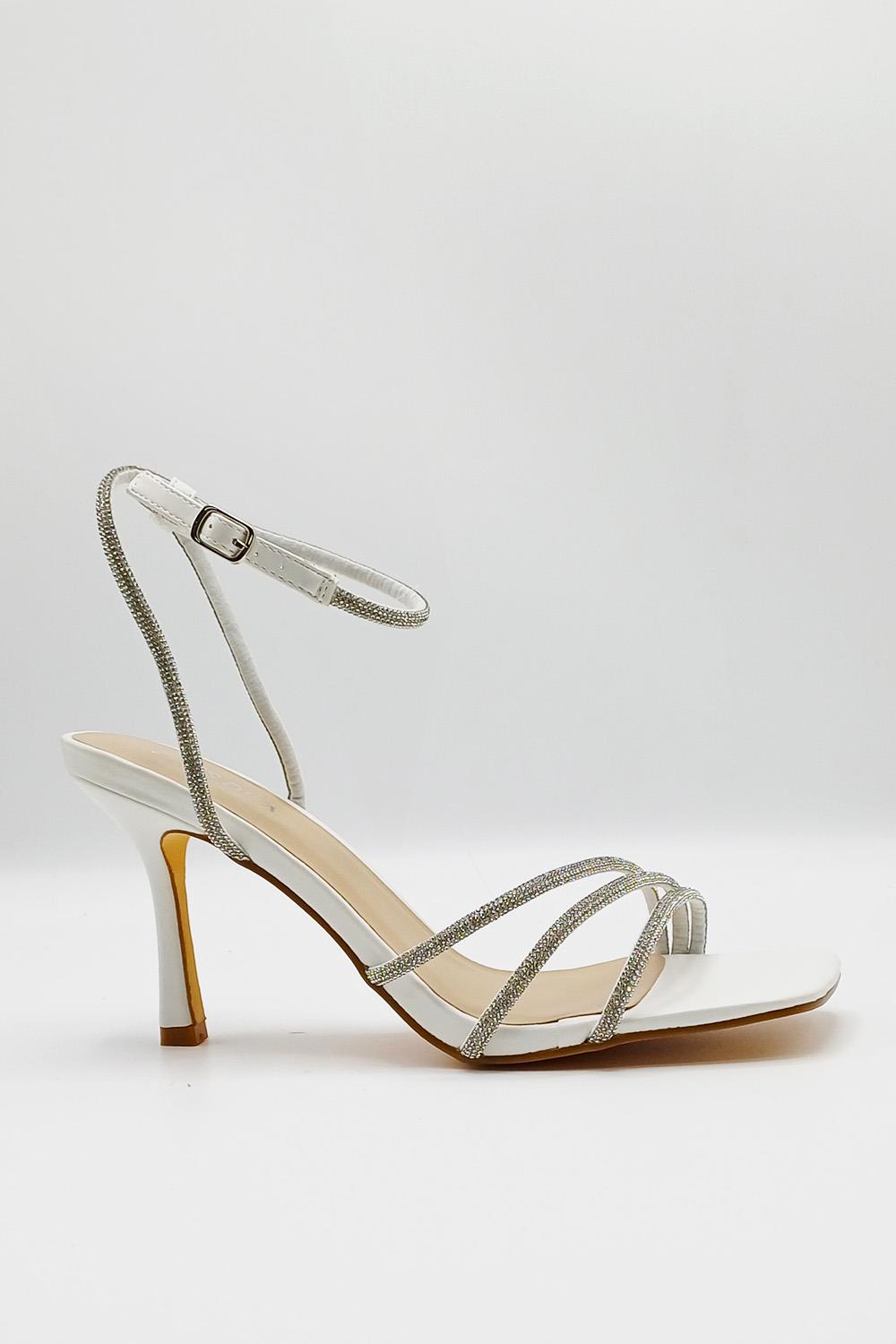 Miss Diva White Camina Diamante Heels