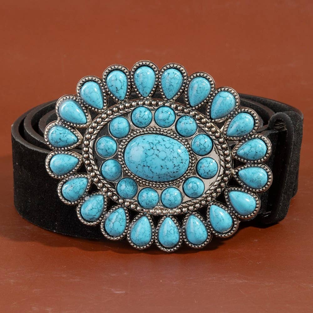 Soul Of Sita Western Concho Turquoise Stone Buckle Belt: Dco