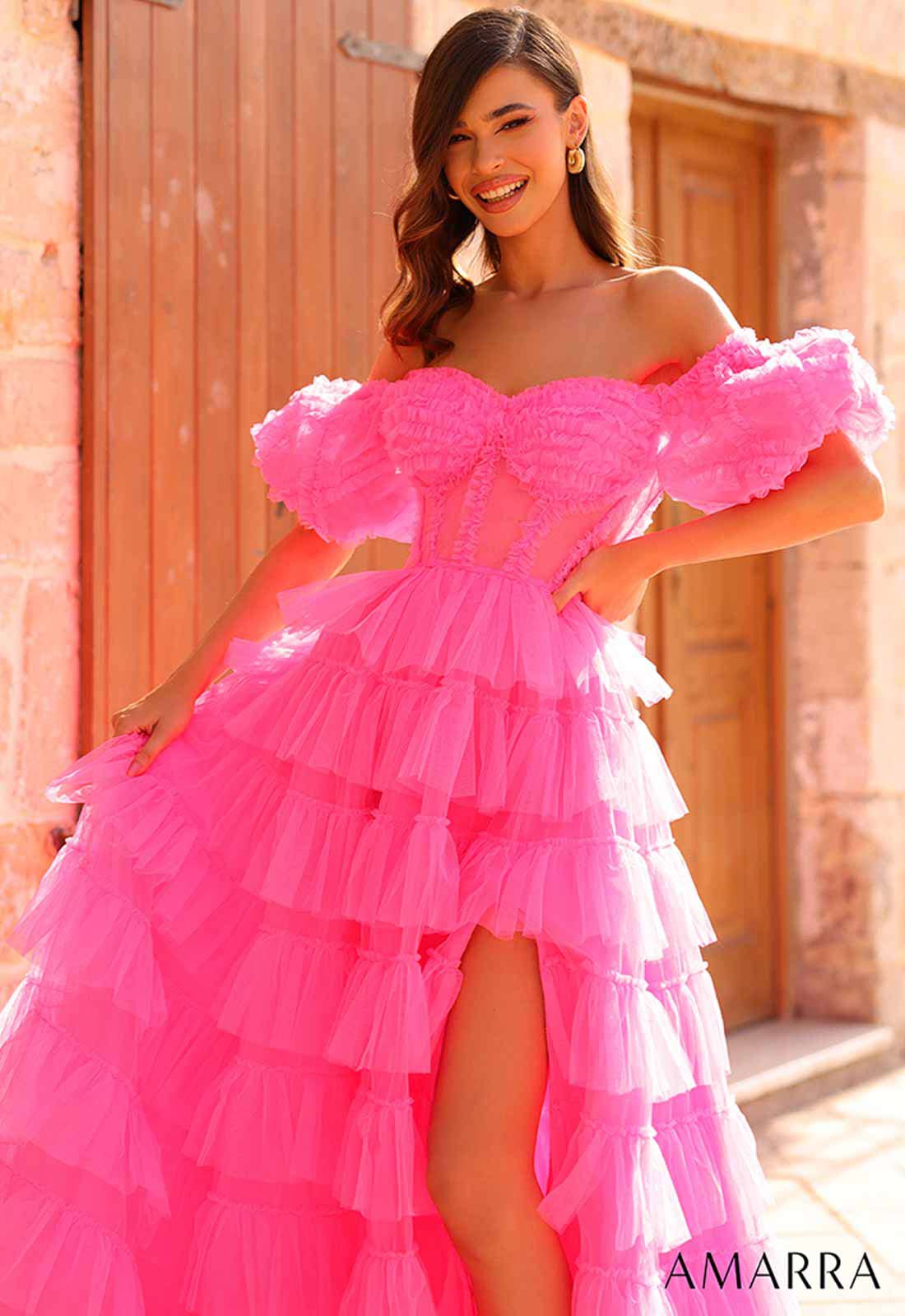 Amarra Pink Greta Tulle Frill Dress