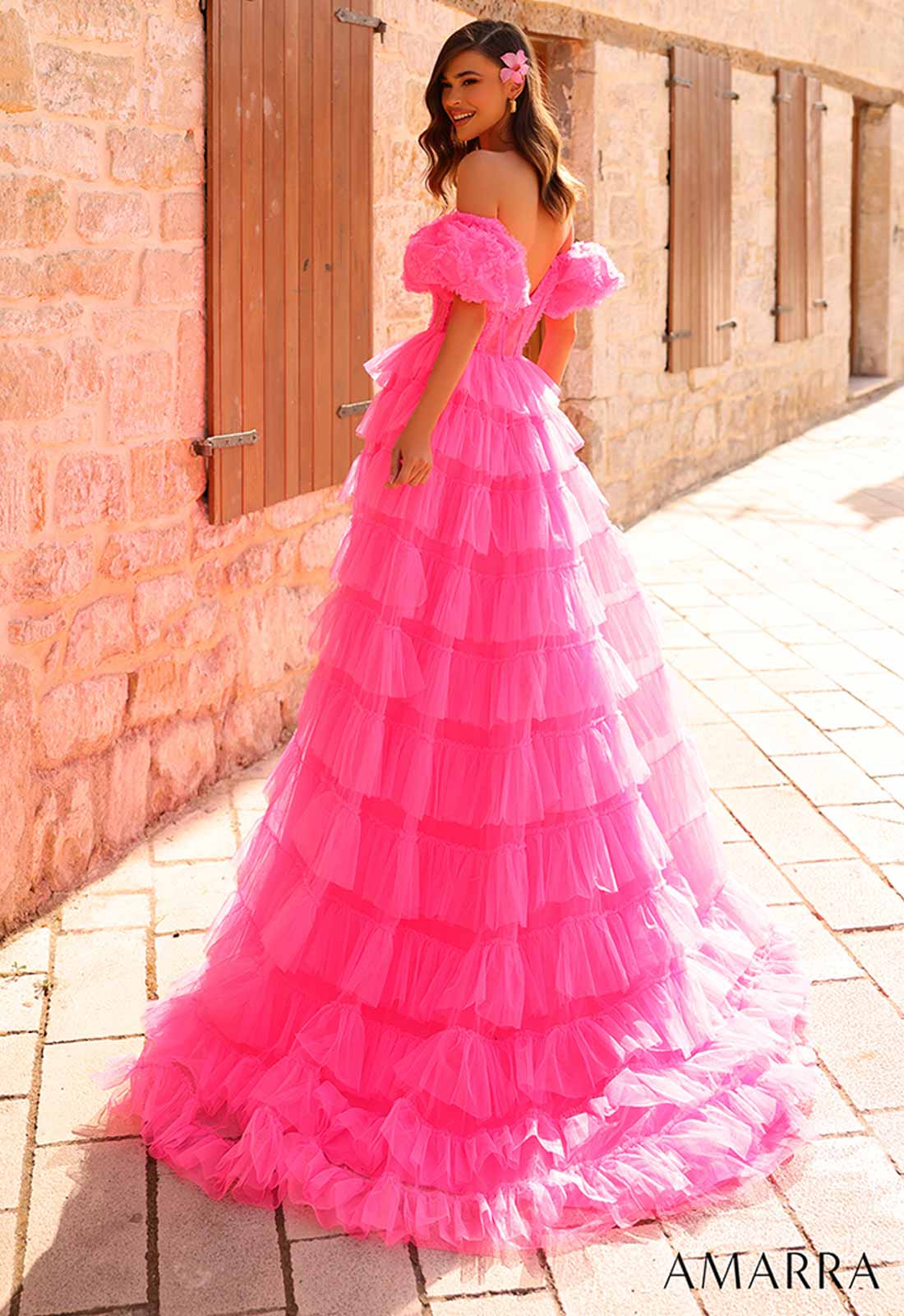 Amarra Pink Greta Tulle Frill Dress