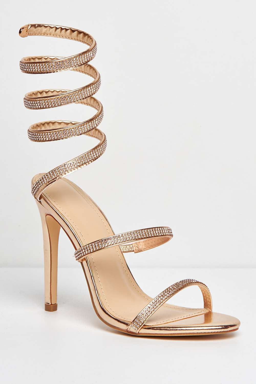 Miss Diva Rose Gold Hellena Diamante Sandals