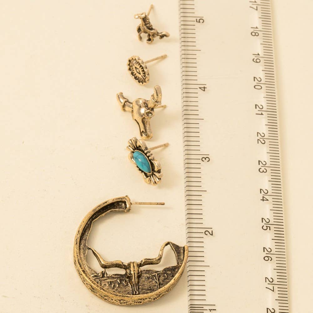 Soul Of Sita Assorted Western Five Pair Earrings Set: G