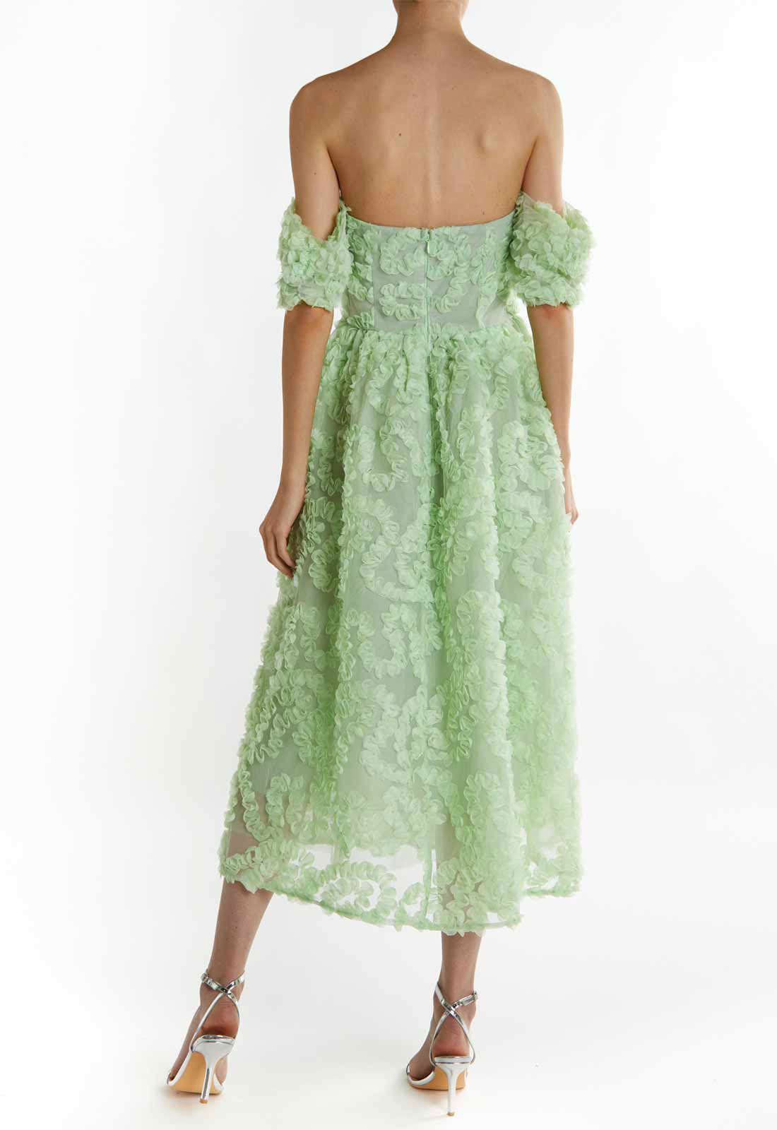 True Decadence Sage-Green Amelia Bardot Bust Cup Midi Dress