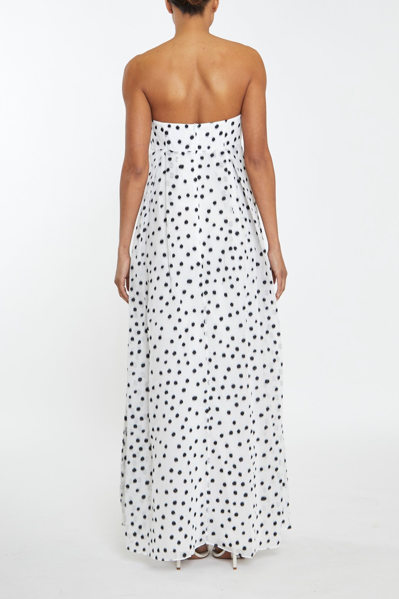 Aurelia White-Black Organza Spot Maxi-Dress-image-2