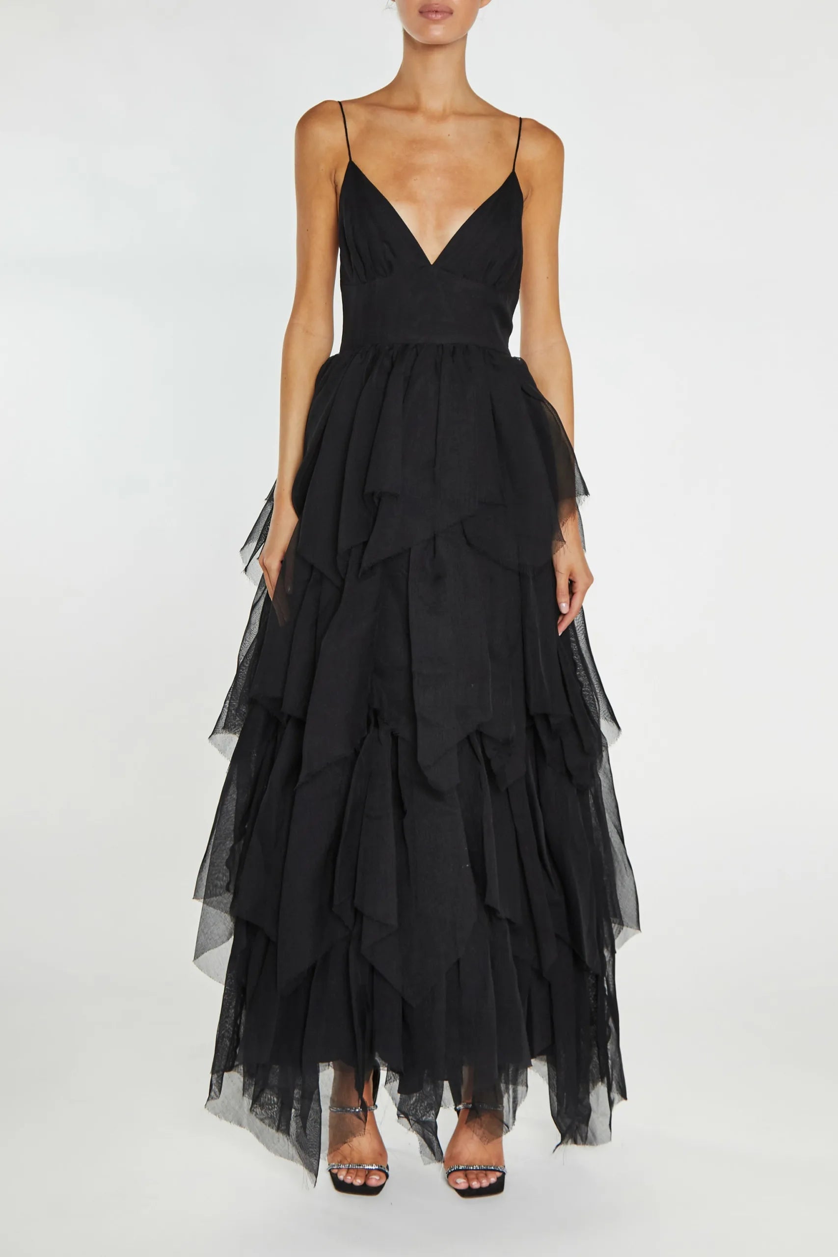 True Decadence Black Sadie Tulle Maxi Dress