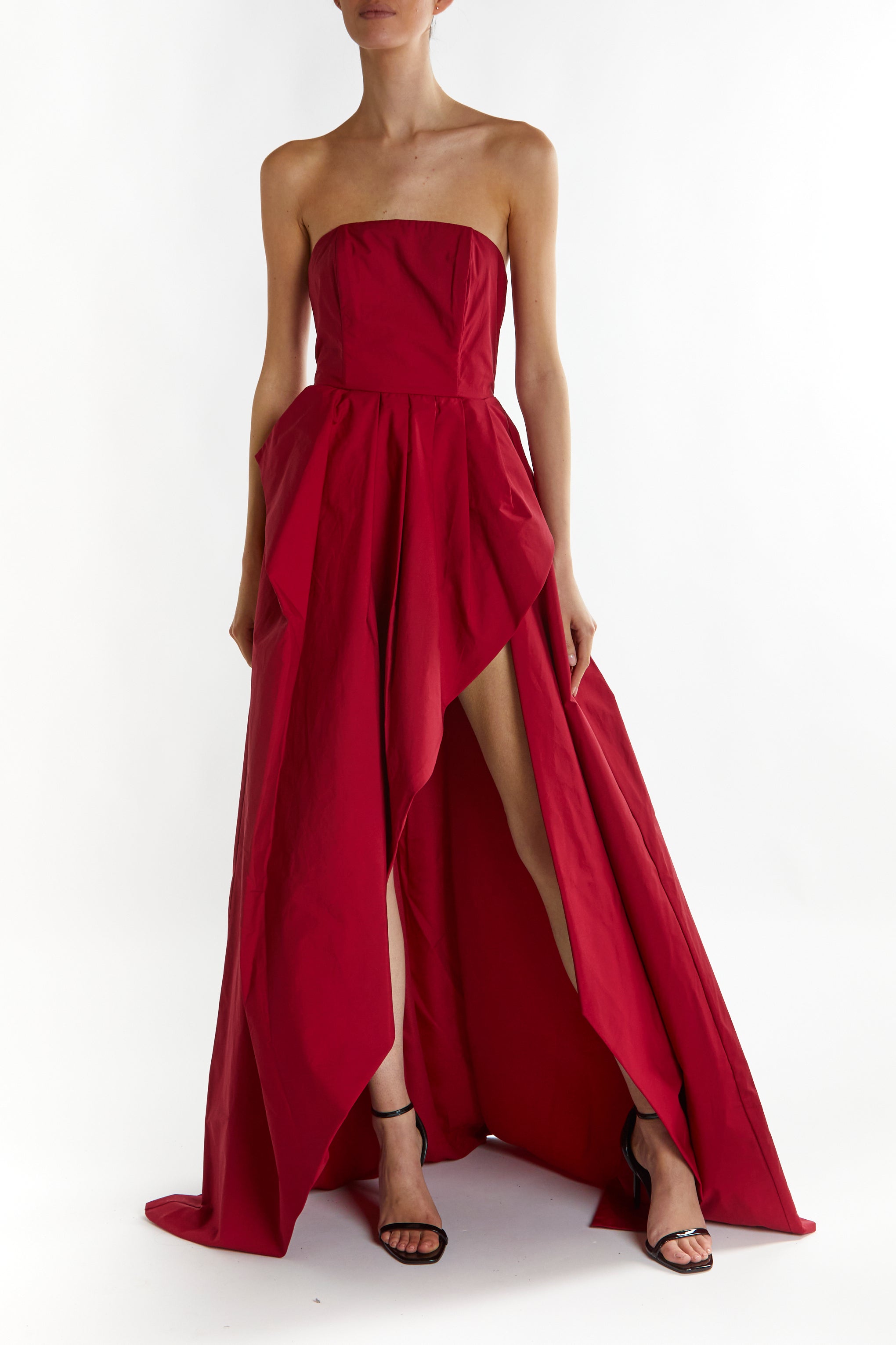 True Decadence Burgundy Emma Hi-Low Hem Maxi
