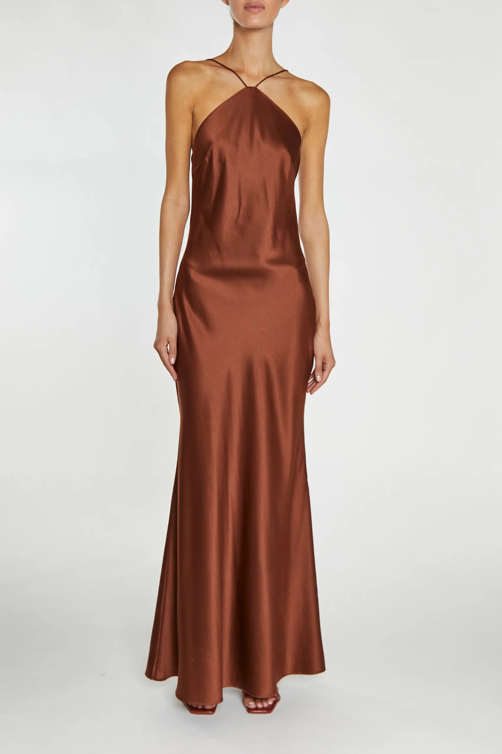 True Decadence Brown Hailey Satin Dress