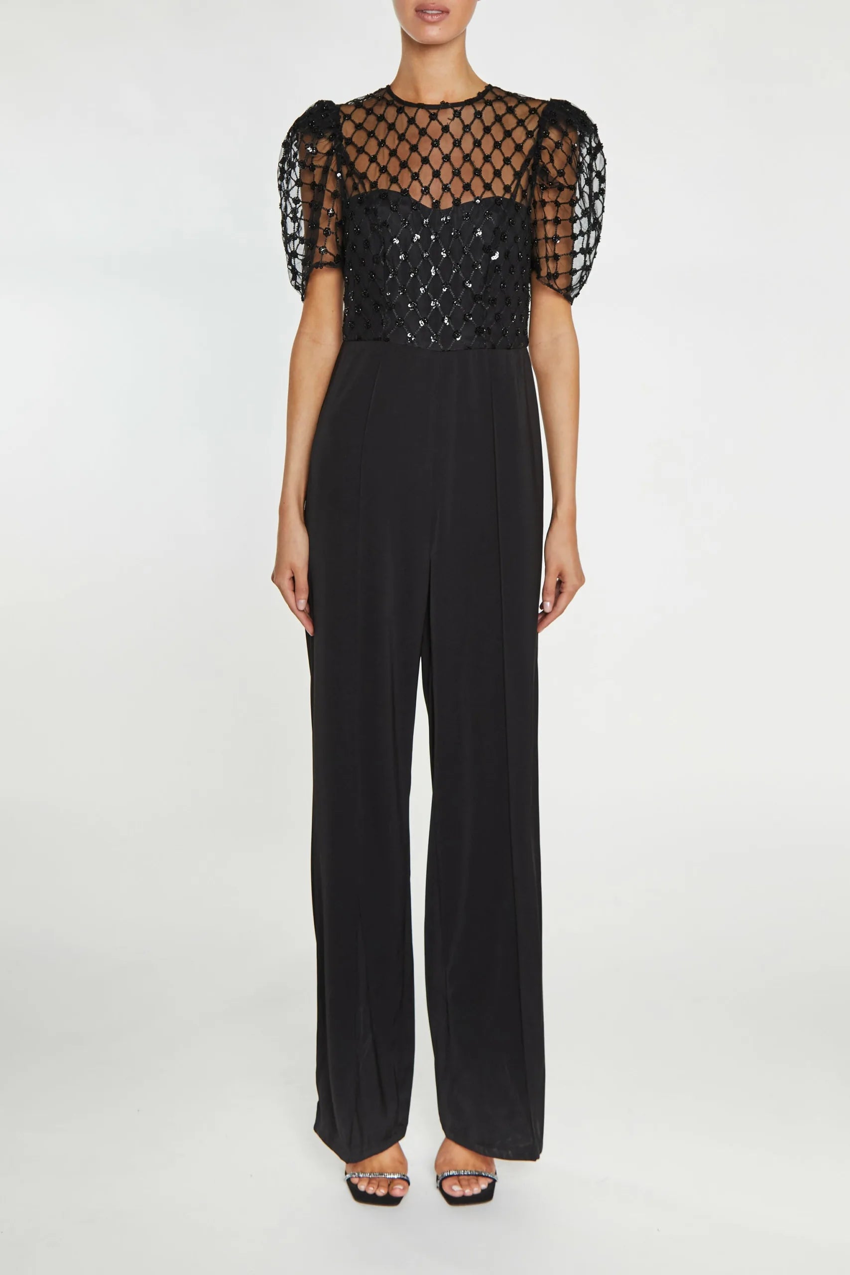 True Decadence Mara Black Puff Sleeve Jumpsuit