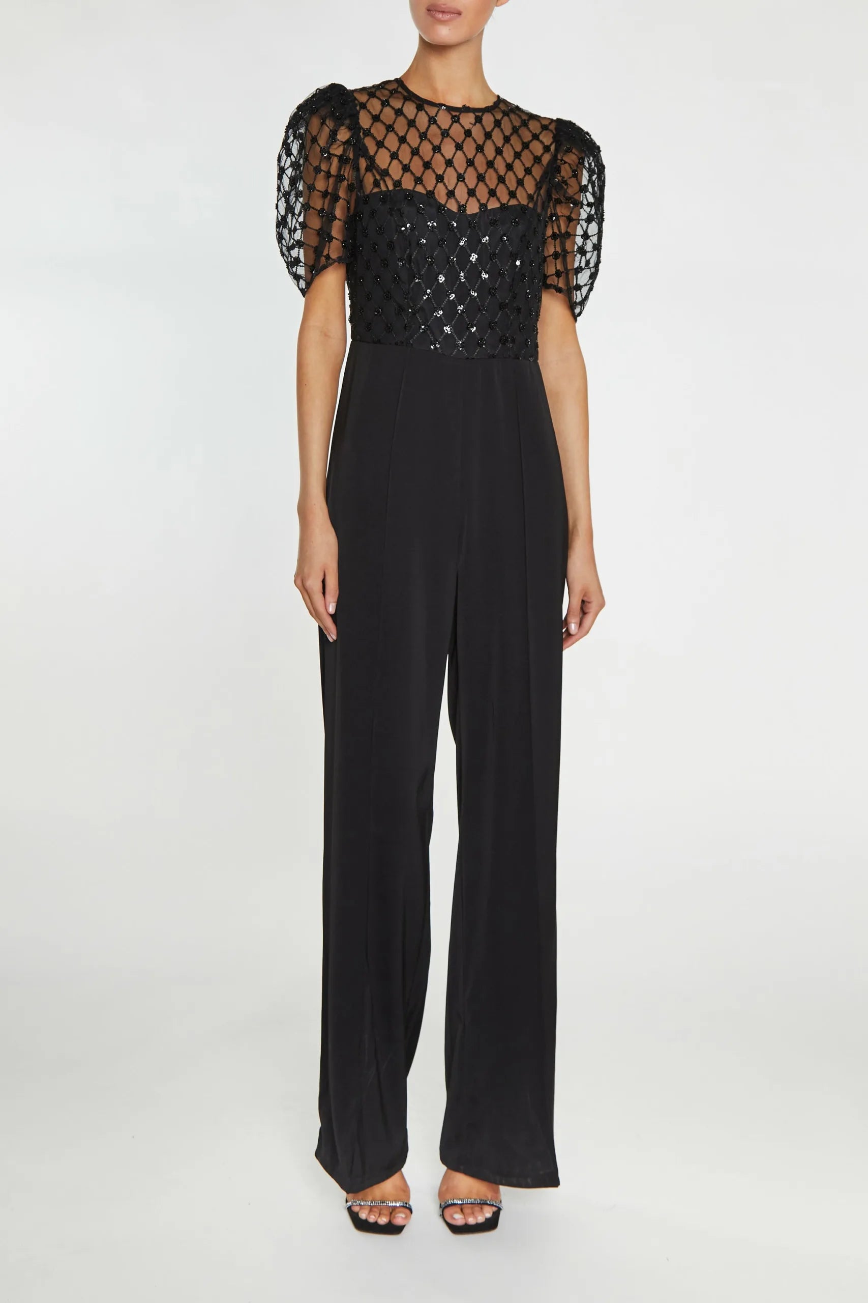 True Decadence Mara Black Puff Sleeve Jumpsuit