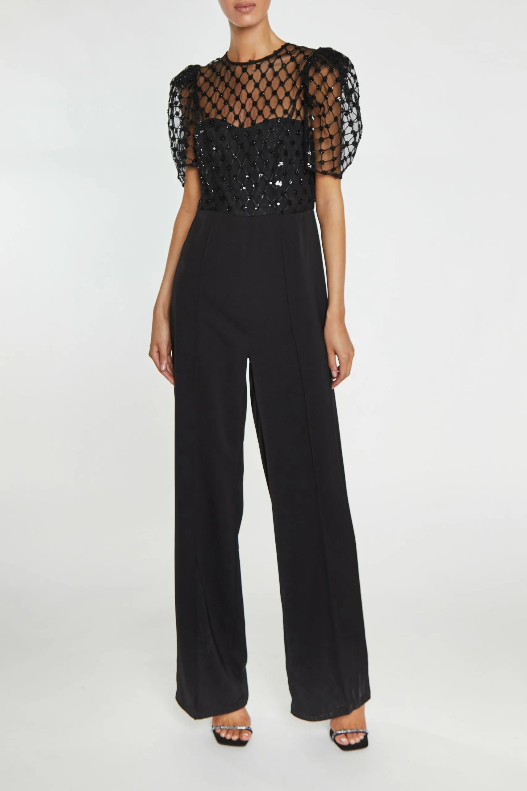 True Decadence Mara Black Puff Sleeve Jumpsuit