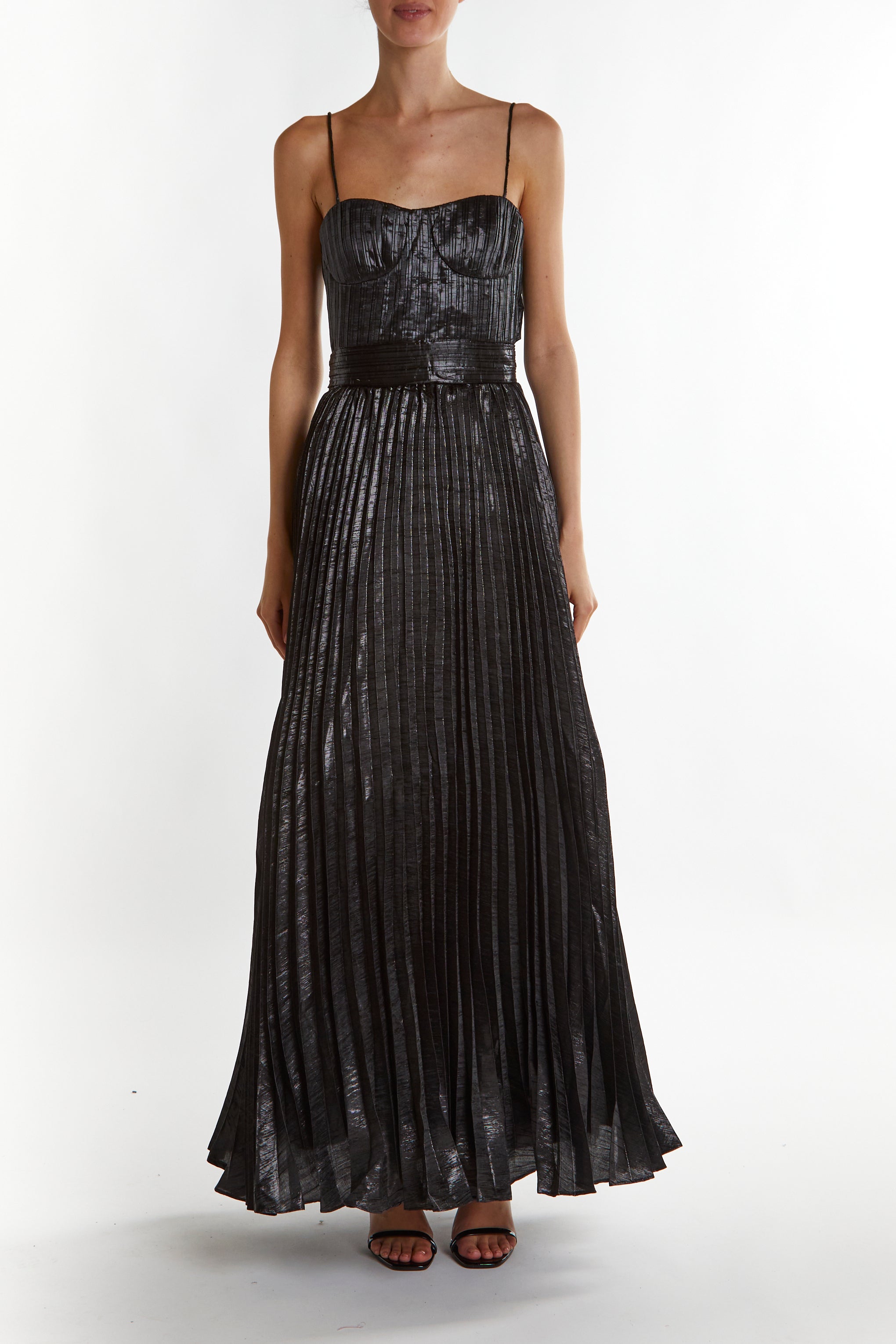 True Decadence Black-Crinkle Kate Pleated Strappy Maxi Dress True Decadence Black-Crinkle Kate Pleated Strappy Maxi Dress