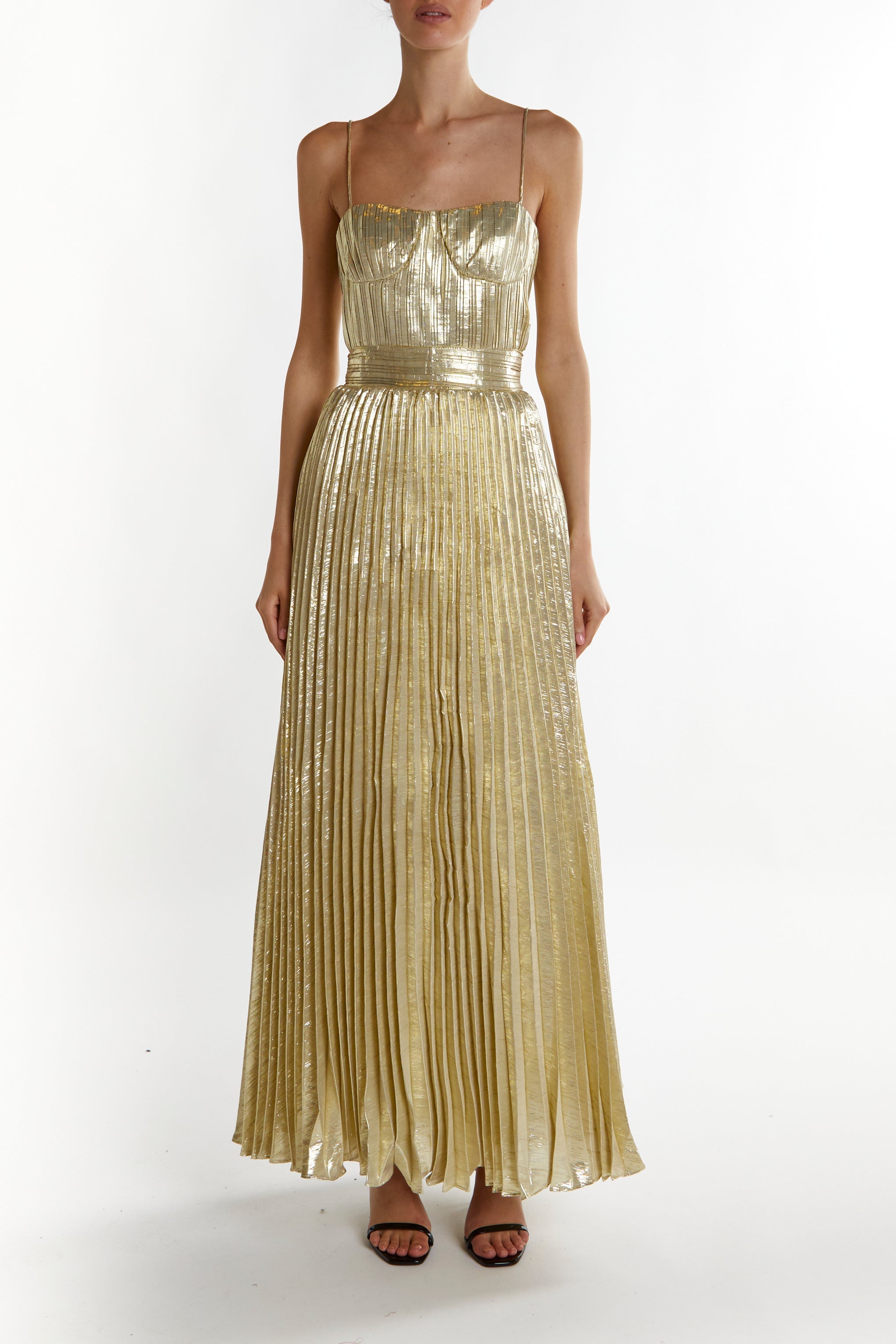 True Decadence Light-Gold Kate Crinkle Pleated Strappy Maxi Dress True Decadence Light-Gold Kate Crinkle Pleated Strappy Maxi Dress