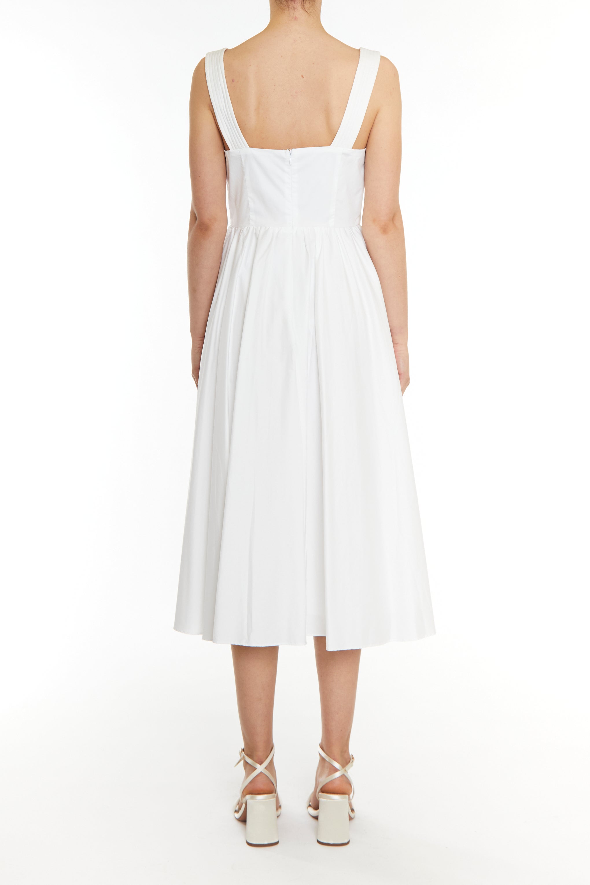 Hannah White Pleated Corset Midi Dress-image-2