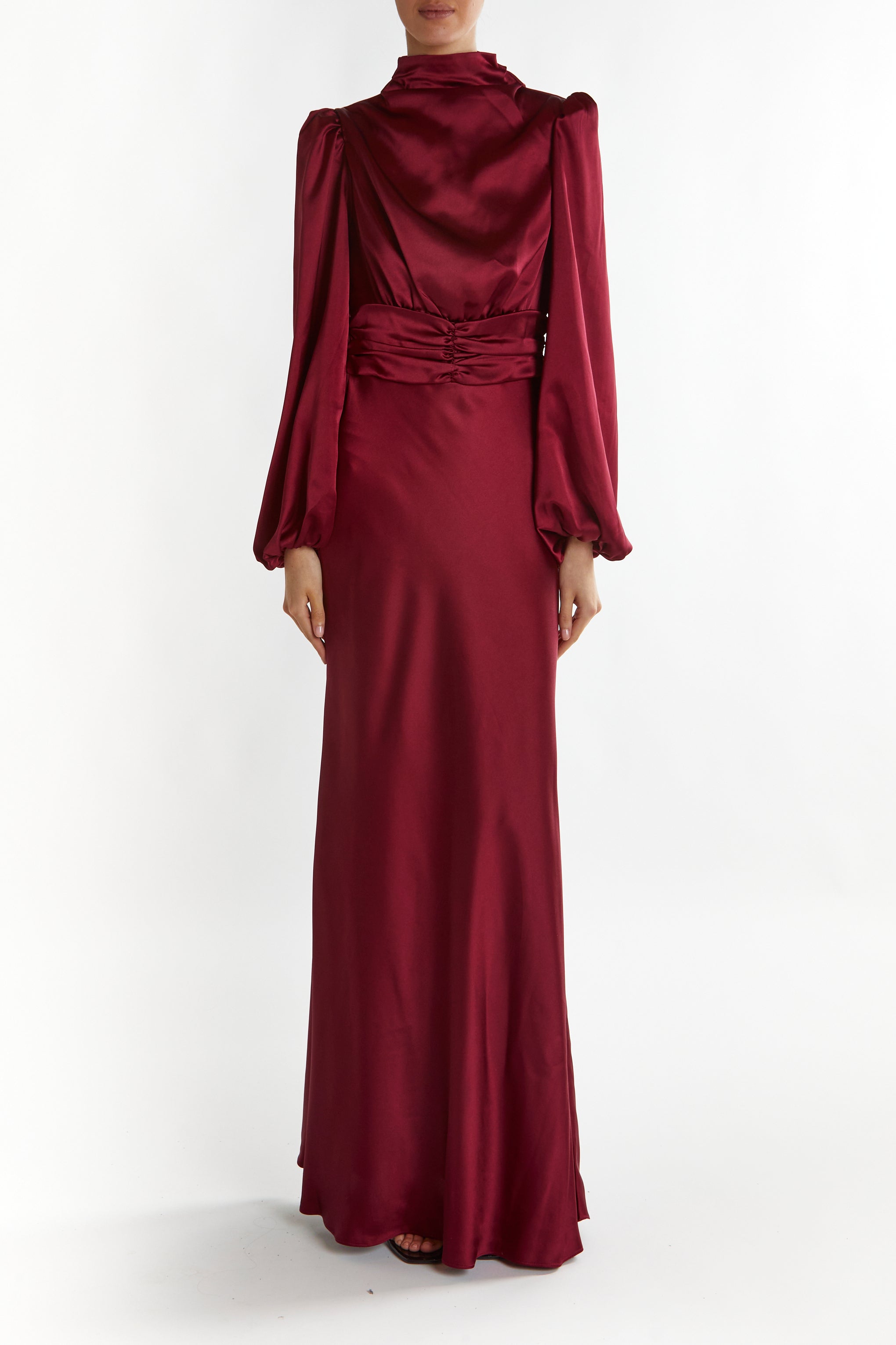 princess polly baby blue dress self-portrait Ribbed Knit Midi Dress in Burgundy main image 0