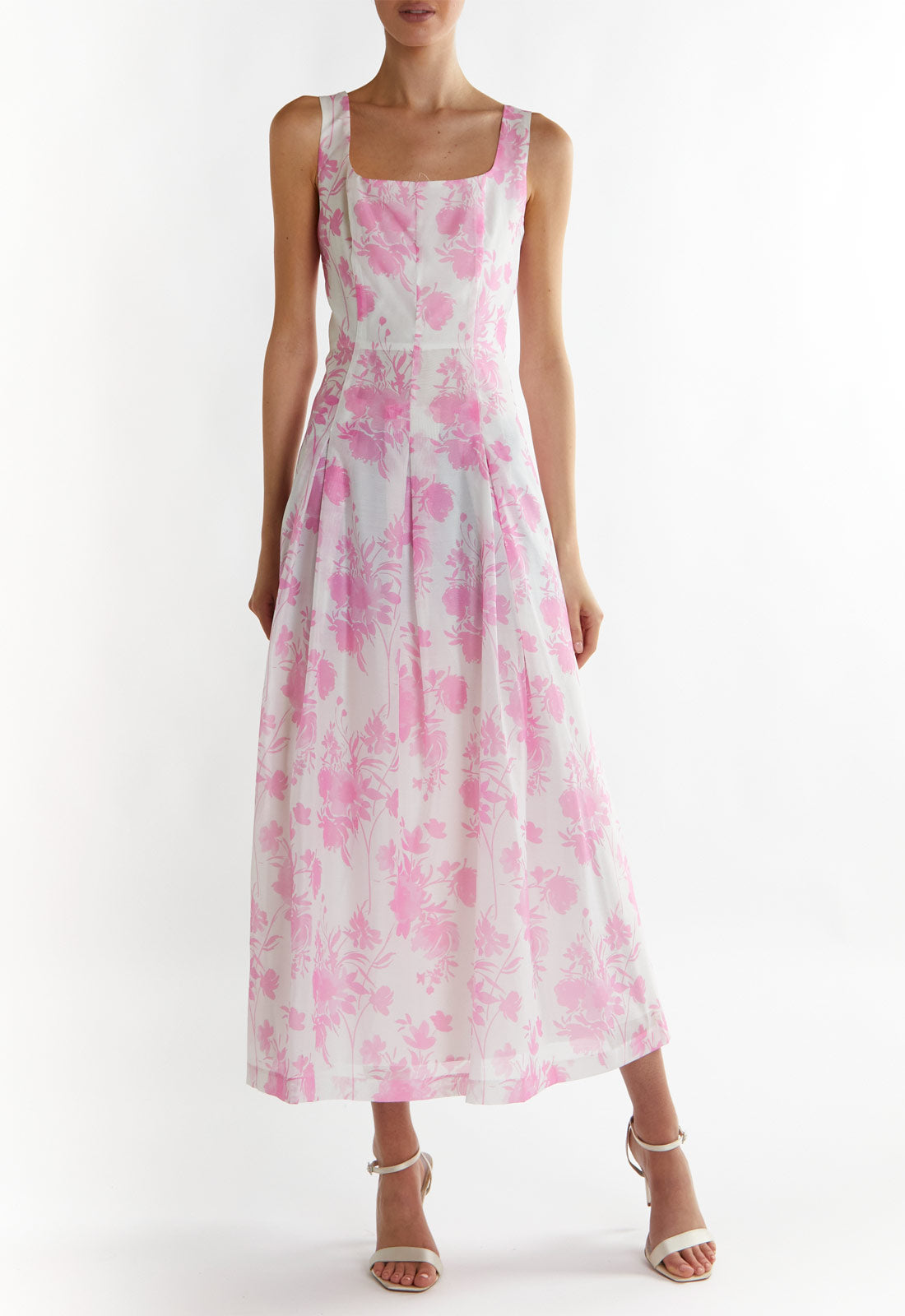 True Decadence Candy-Pink Floral Leanna A-line Midaxi Dress