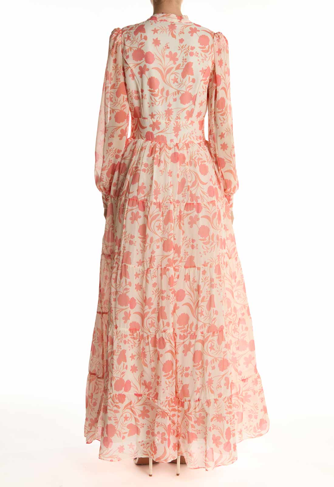 True Decadence Ivory Rust Floral Tiered Shirt Maxi Dress