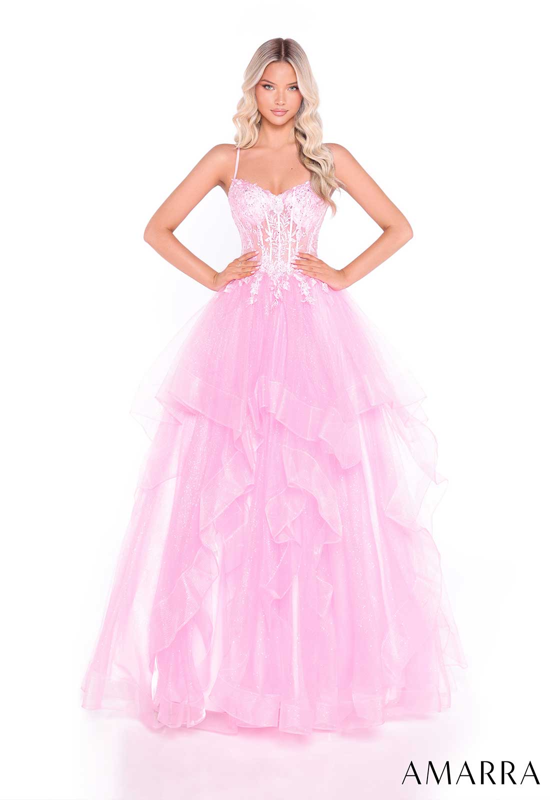 pink version of the Amarra ballgown