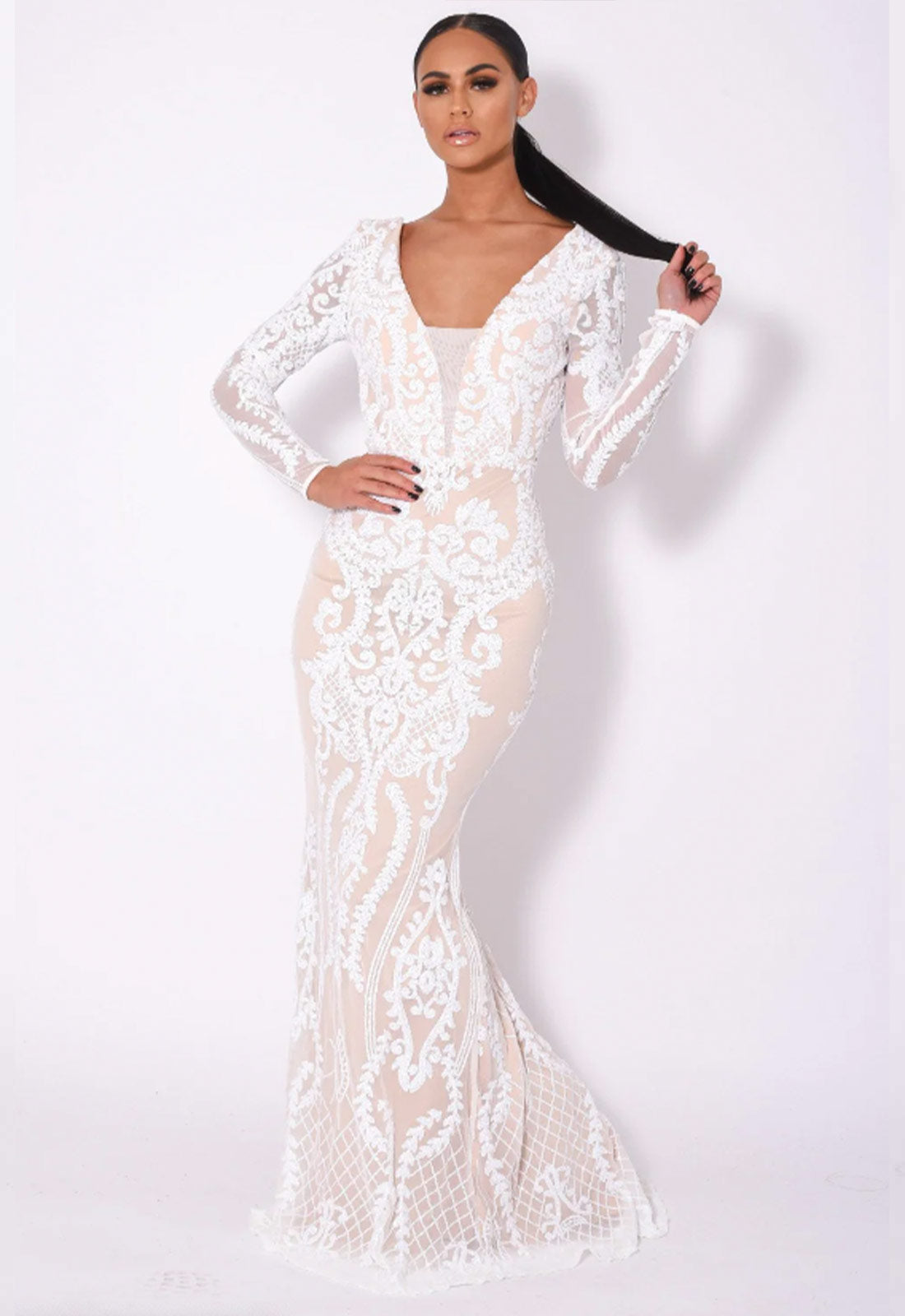 Nazz Collection White Annabella Evening Dress