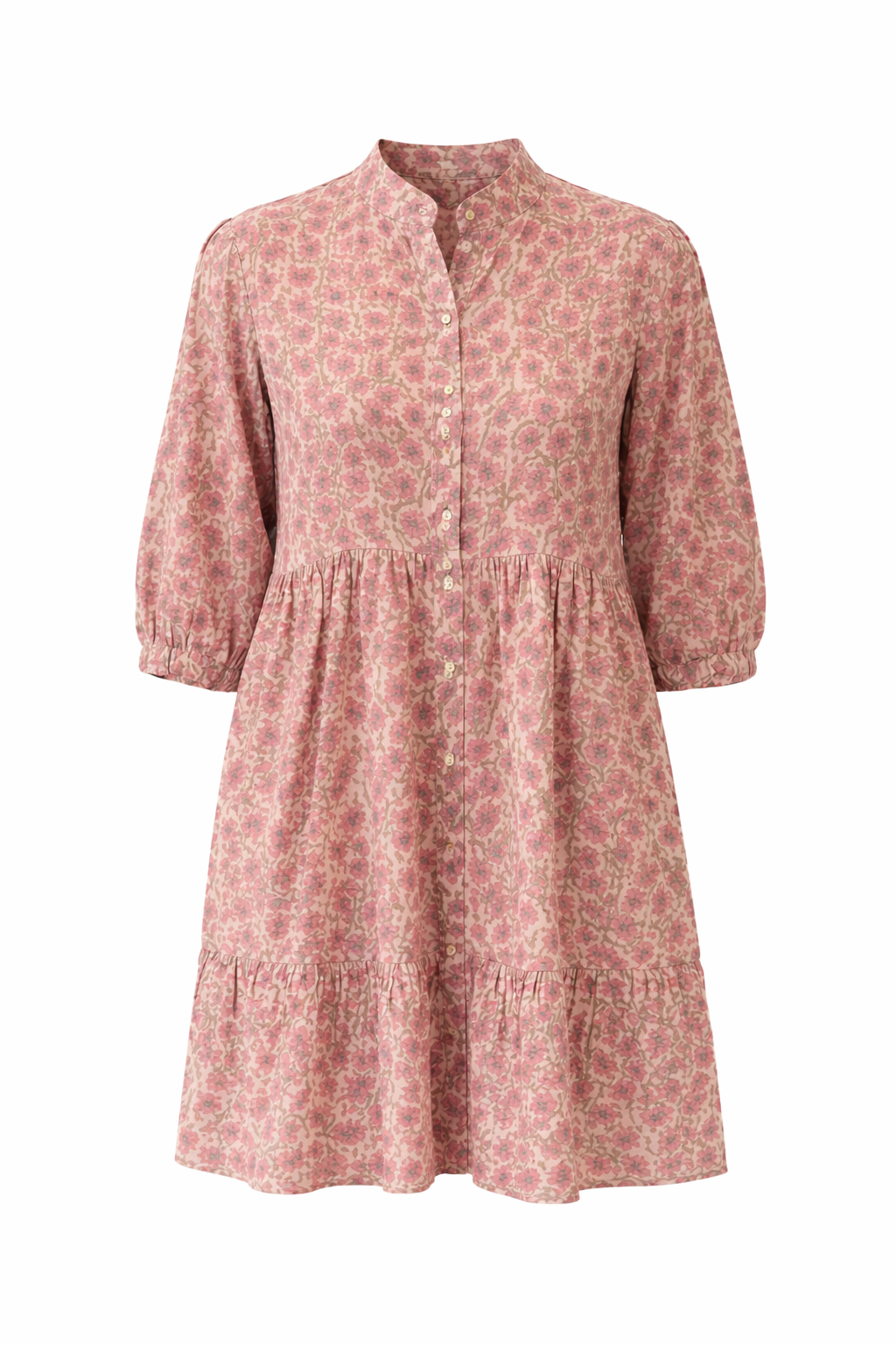 Soul Of Sita Sadie Mandarin Collar Short Dress Pink