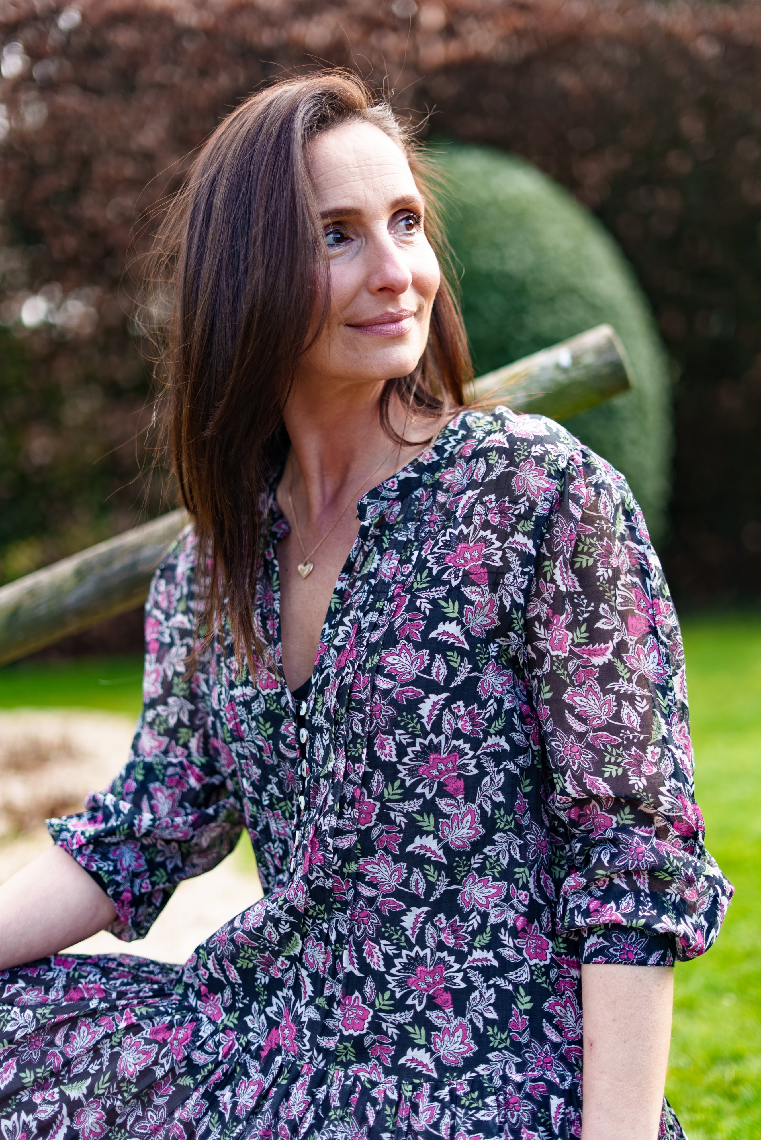 Soul Of Sita Inky Black Cotton / Silk Maxi Dress In Beautiful Floral Print With Separate Cotton Vest Under Garment. Side Pockets.
