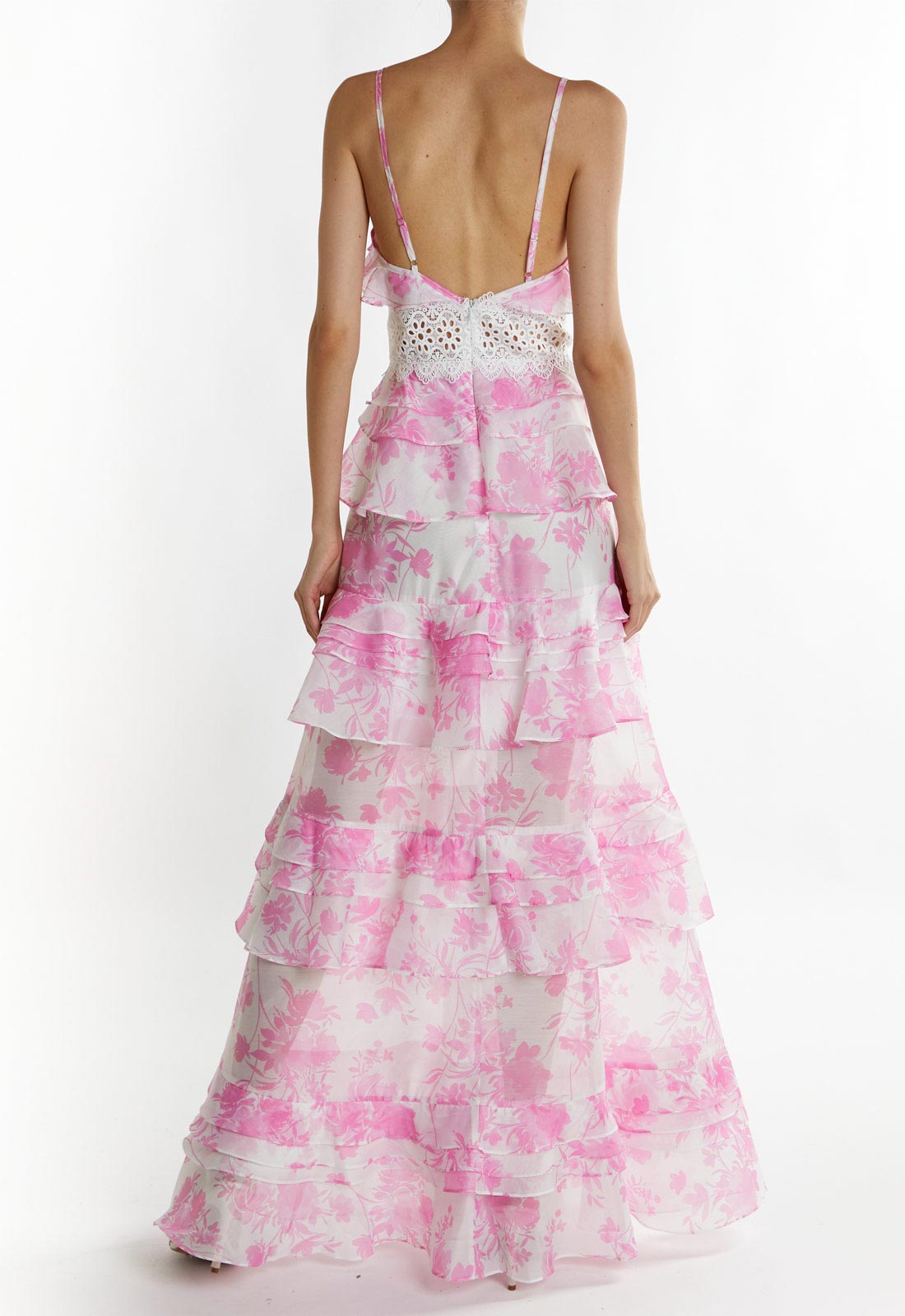 True Decadence Candy-Pink Floral Mila V-Neck Maxi Dress