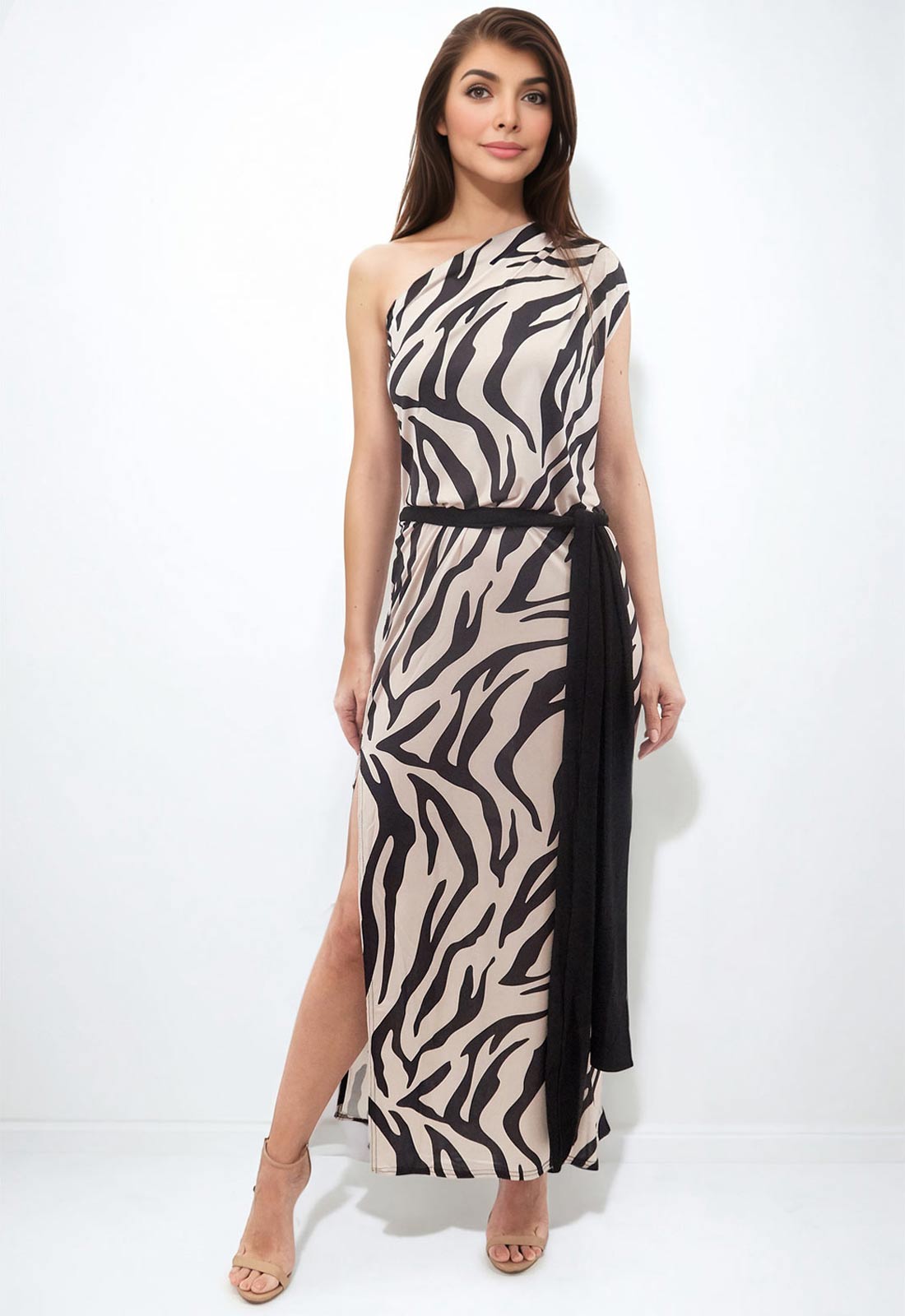 Honor Gold Zebra Print Cleo Maxi Dress