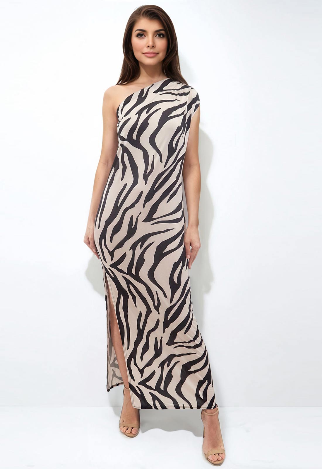 Honor Gold Zebra Print Cleo Maxi Dress