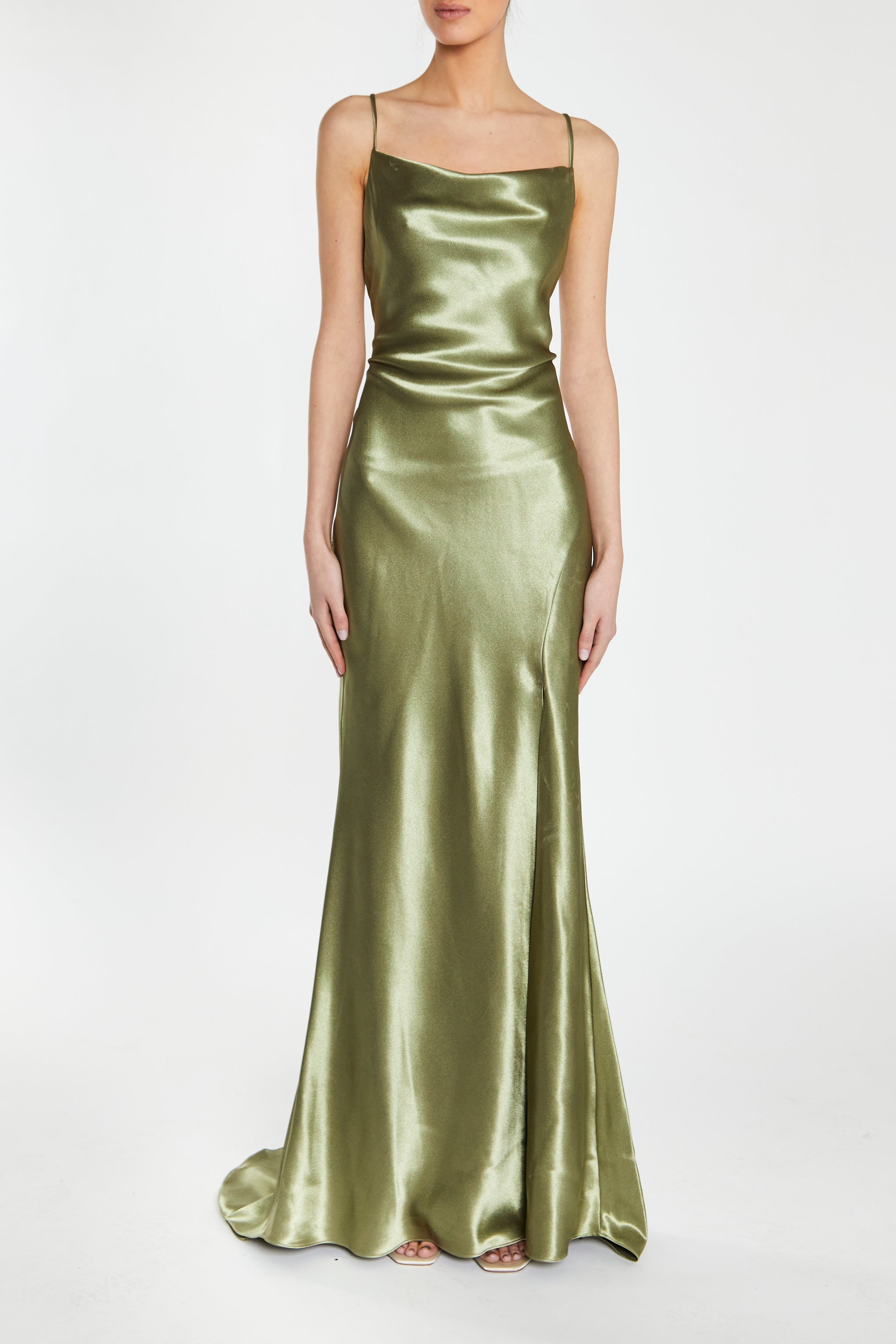 Pippa Sage Green Bridesmaid Cowl-Neck Slip Dress-image-1