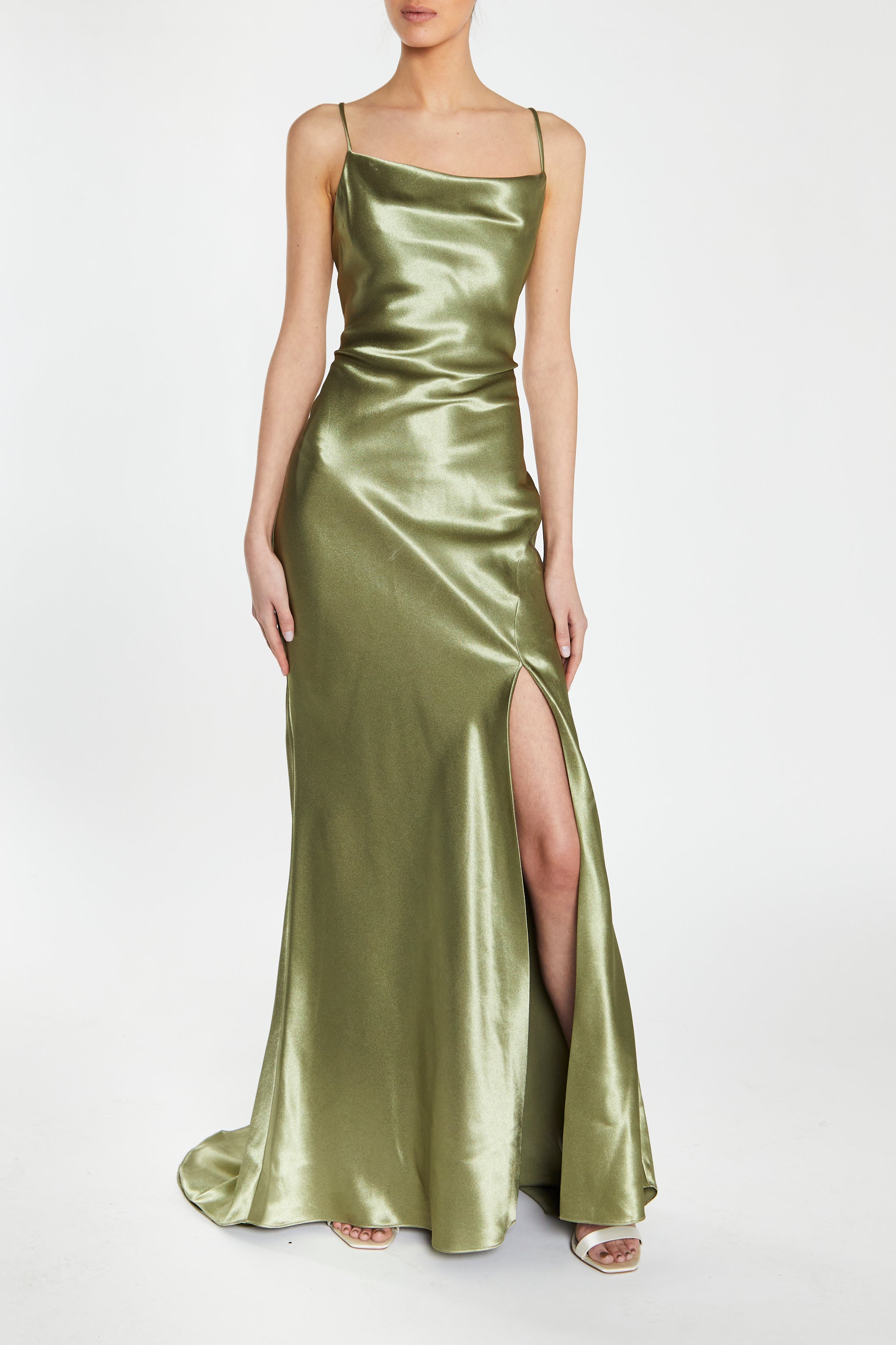 Pippa Sage Green Bridesmaid Cowl-Neck Slip Dress-image-2