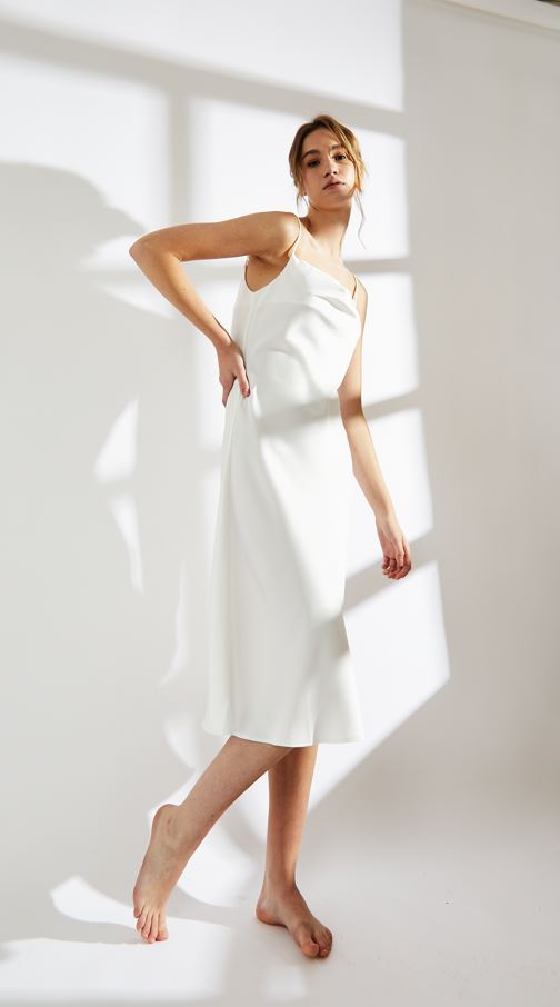 White Satin Midi Cowl Nightie-image-2