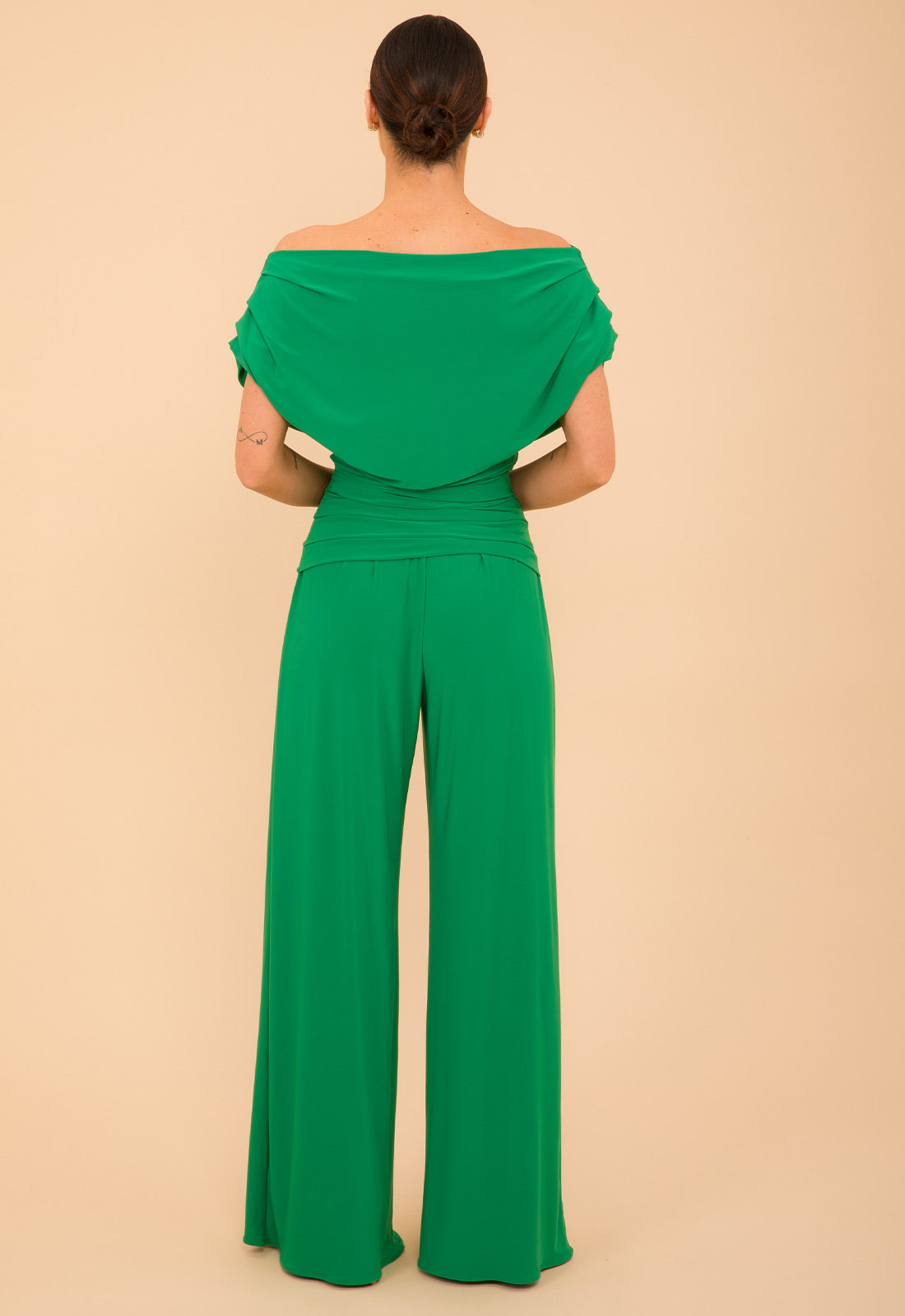 Atom Label Emerald Green Carbon Jumpsuit With Sleeve