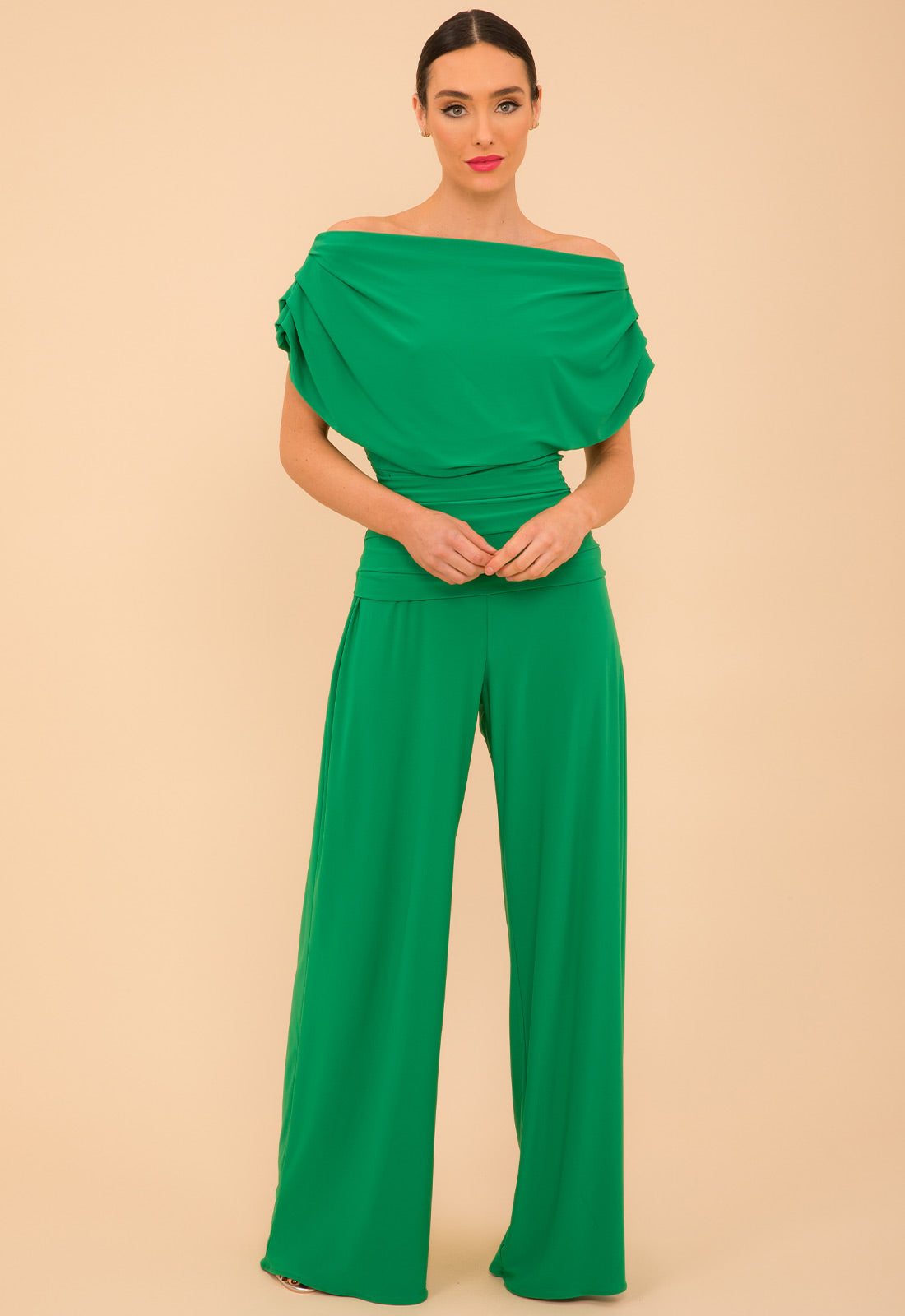 Atom Label Emerald Green Carbon Jumpsuit With Sleeve