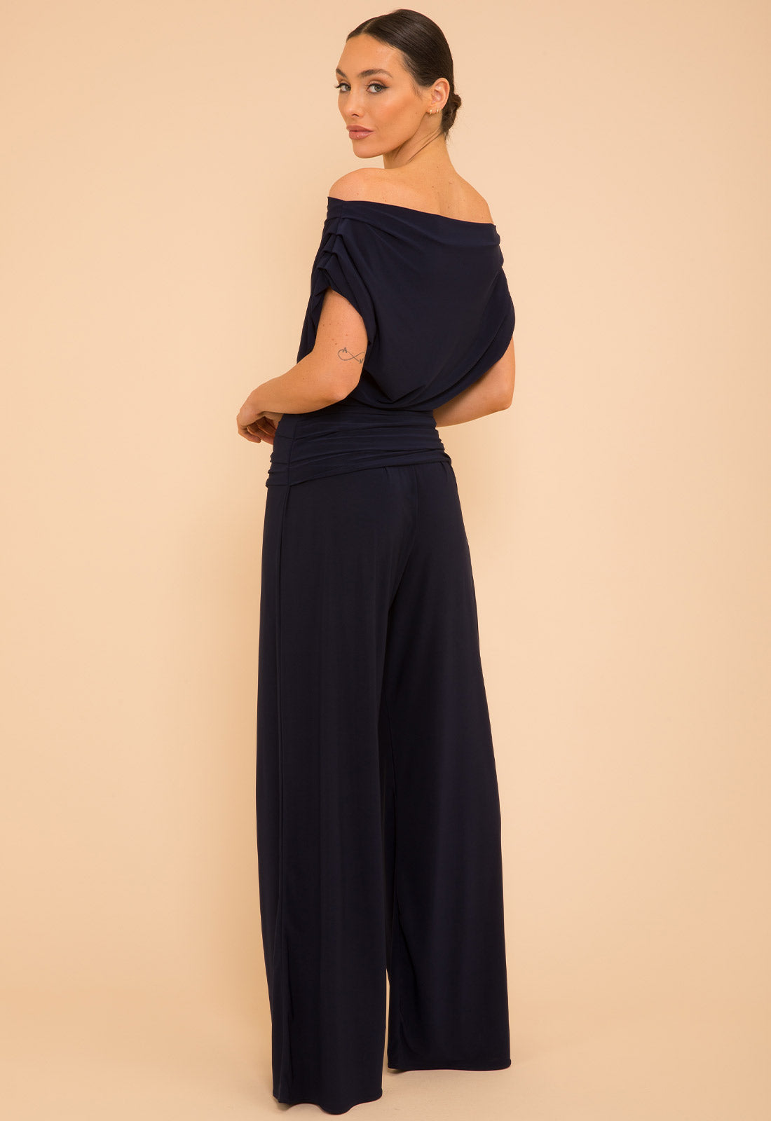 Atom Label Navy Carbon Jumpsuit With Sleeve