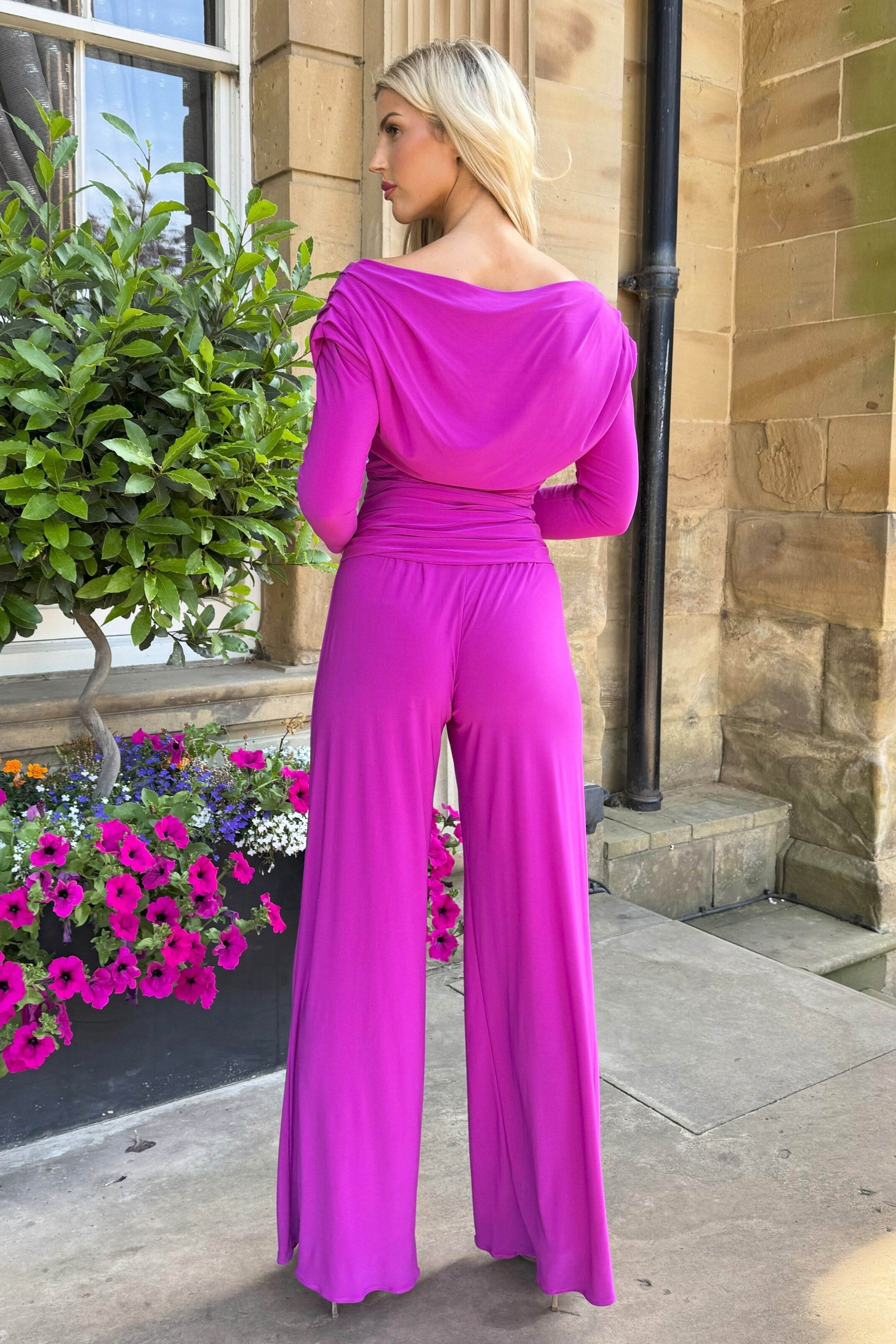 Atom Label Magenta Ss26 Carbon Jumpsuit With Sleeve
